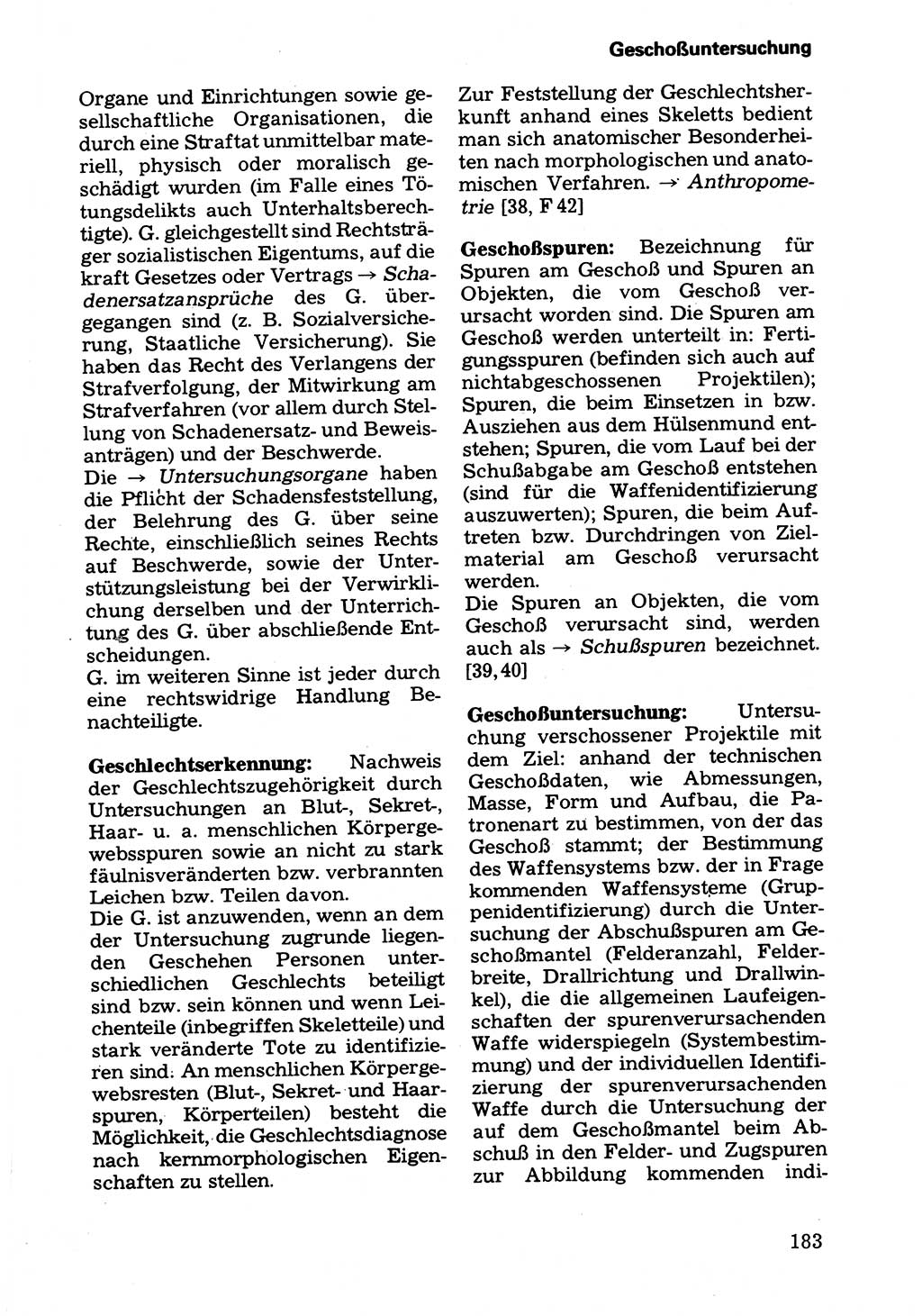 Wörterbuch der sozialistischen Kriminalistik [Deutsche Demokratische Republik (DDR)] 1981, Seite 183 (Wb. soz. Krim. DDR 1981, S. 183)