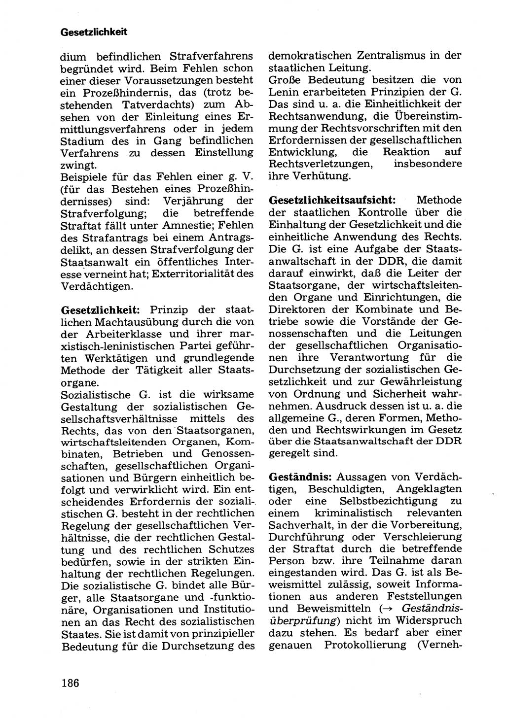 Wörterbuch der sozialistischen Kriminalistik [Deutsche Demokratische Republik (DDR)] 1981, Seite 186 (Wb. soz. Krim. DDR 1981, S. 186)