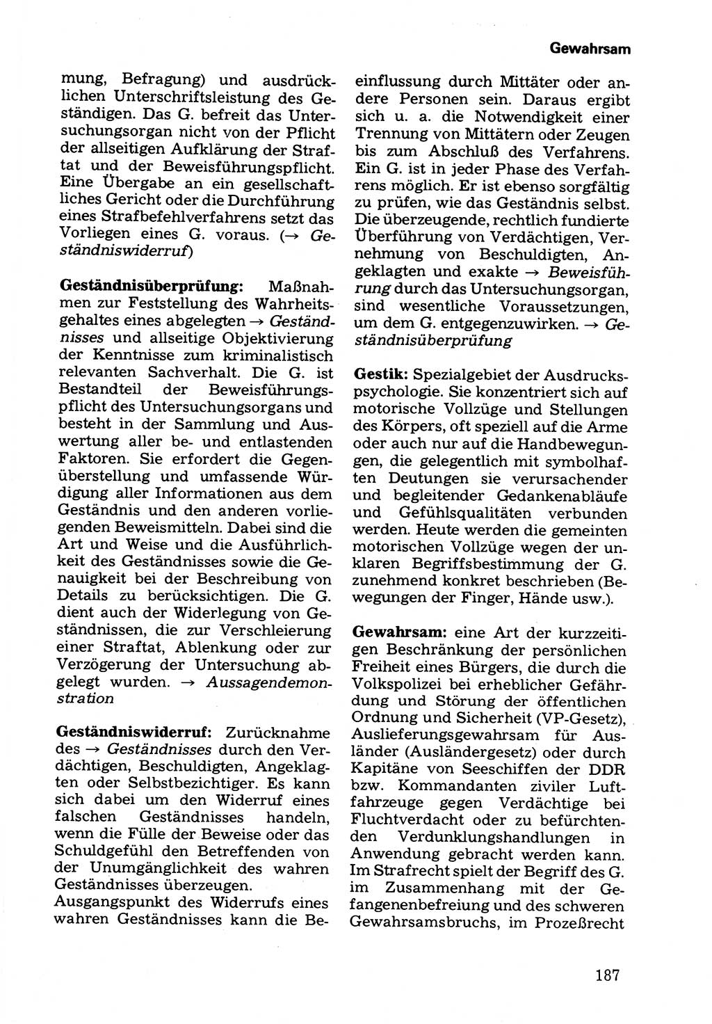 Wörterbuch der sozialistischen Kriminalistik [Deutsche Demokratische Republik (DDR)] 1981, Seite 187 (Wb. soz. Krim. DDR 1981, S. 187)