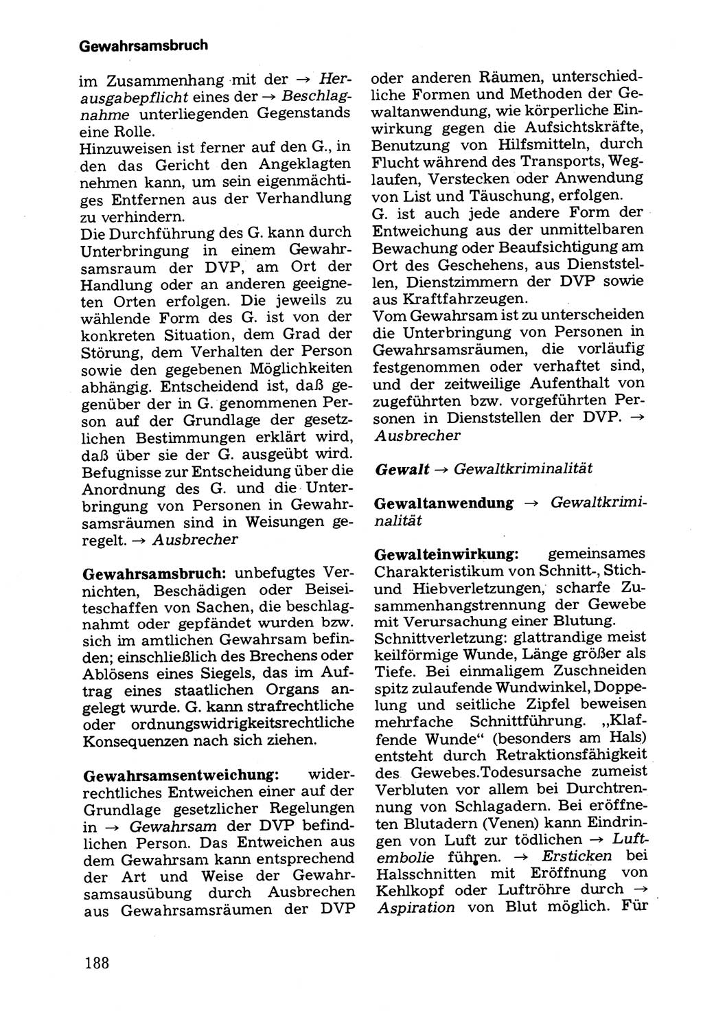 Wörterbuch der sozialistischen Kriminalistik [Deutsche Demokratische Republik (DDR)] 1981, Seite 188 (Wb. soz. Krim. DDR 1981, S. 188)