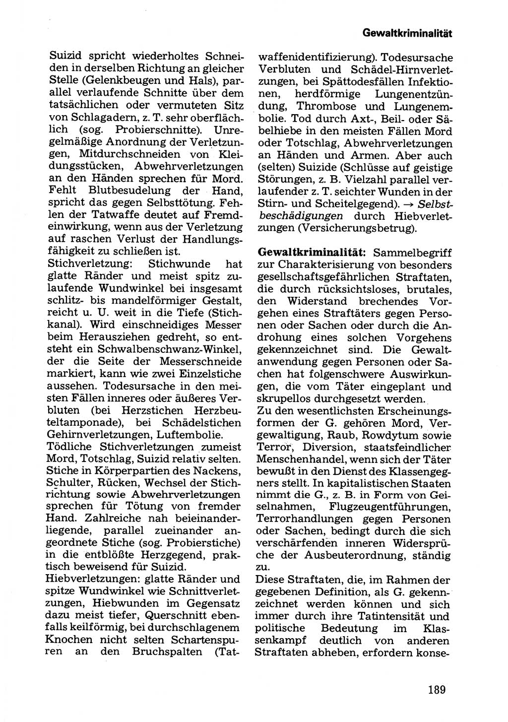 Wörterbuch der sozialistischen Kriminalistik [Deutsche Demokratische Republik (DDR)] 1981, Seite 189 (Wb. soz. Krim. DDR 1981, S. 189)