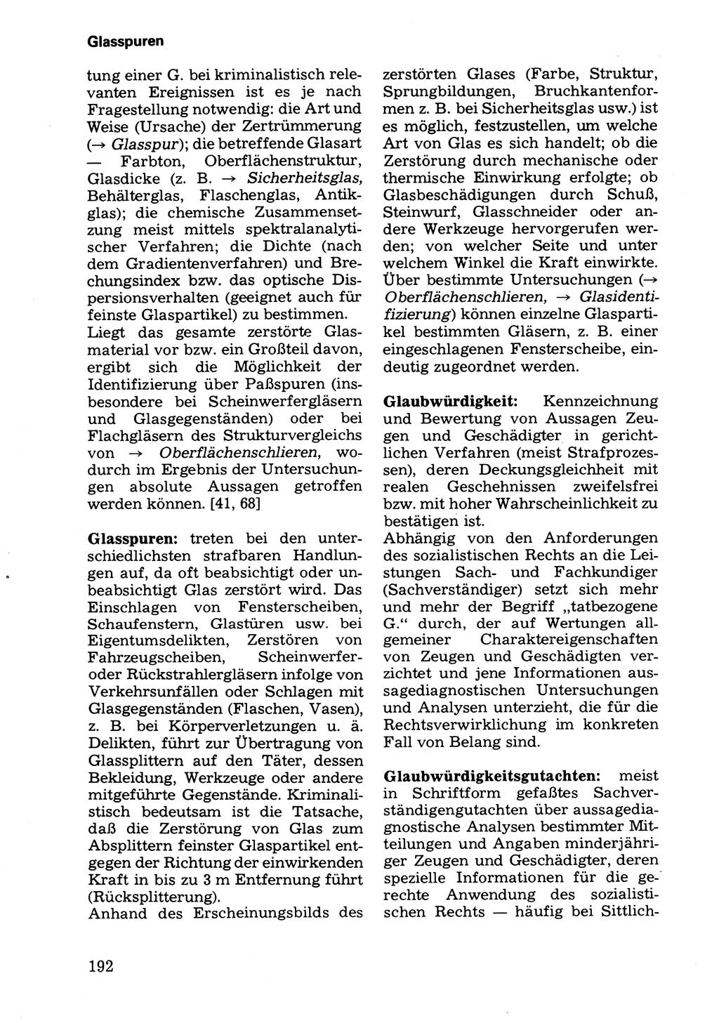 Wörterbuch der sozialistischen Kriminalistik [Deutsche Demokratische Republik (DDR)] 1981, Seite 192 (Wb. soz. Krim. DDR 1981, S. 192)