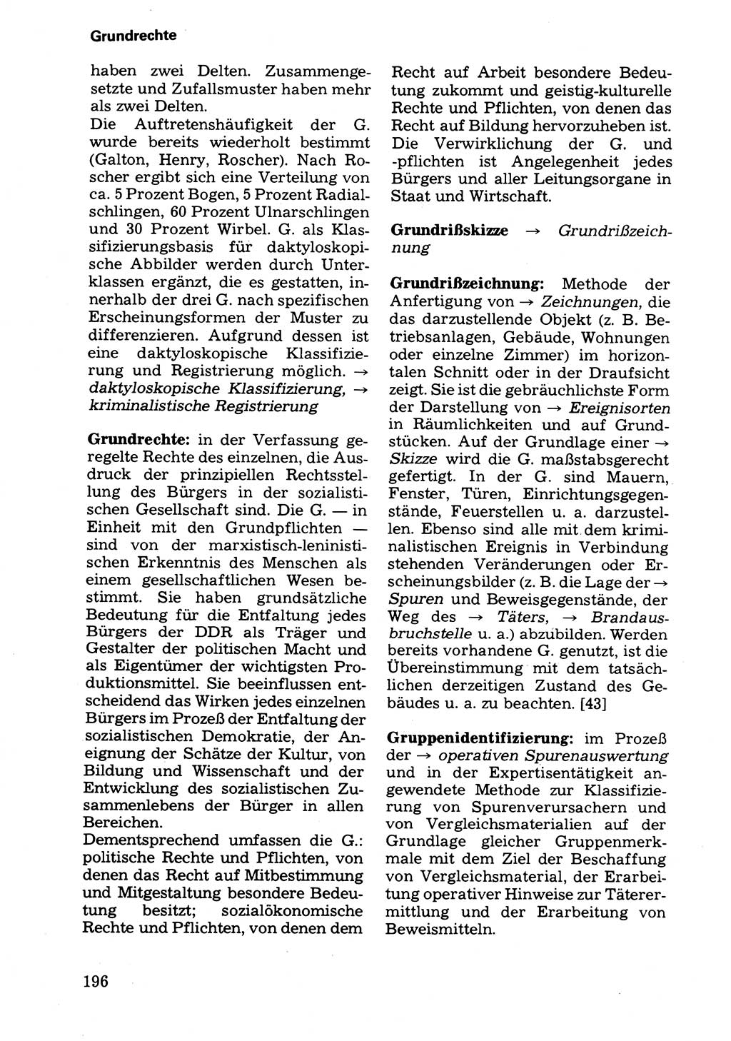 Wörterbuch der sozialistischen Kriminalistik [Deutsche Demokratische Republik (DDR)] 1981, Seite 196 (Wb. soz. Krim. DDR 1981, S. 196)