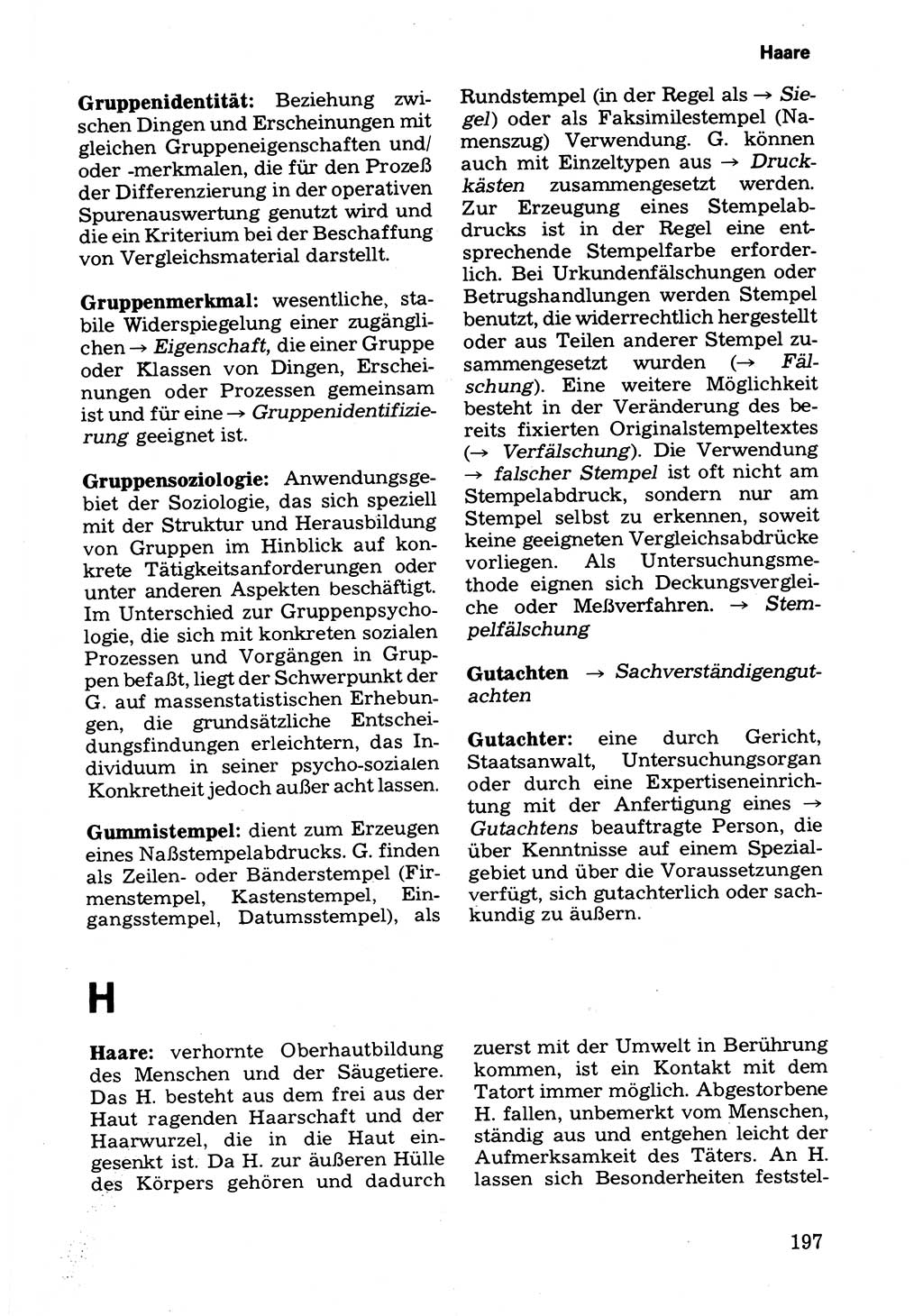 Wörterbuch der sozialistischen Kriminalistik [Deutsche Demokratische Republik (DDR)] 1981, Seite 197 (Wb. soz. Krim. DDR 1981, S. 197)