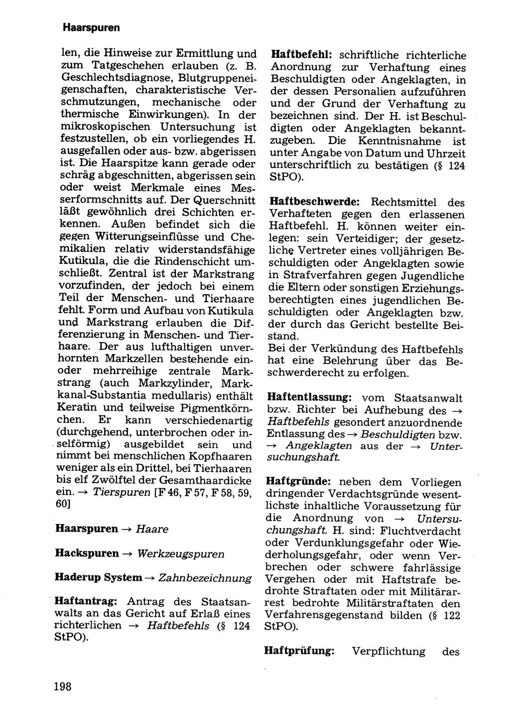 Wörterbuch der sozialistischen Kriminalistik [Deutsche Demokratische Republik (DDR)] 1981, Seite 198 (Wb. soz. Krim. DDR 1981, S. 198)