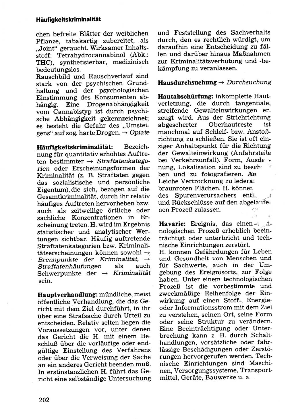 Wörterbuch der sozialistischen Kriminalistik [Deutsche Demokratische Republik (DDR)] 1981, Seite 202 (Wb. soz. Krim. DDR 1981, S. 202)