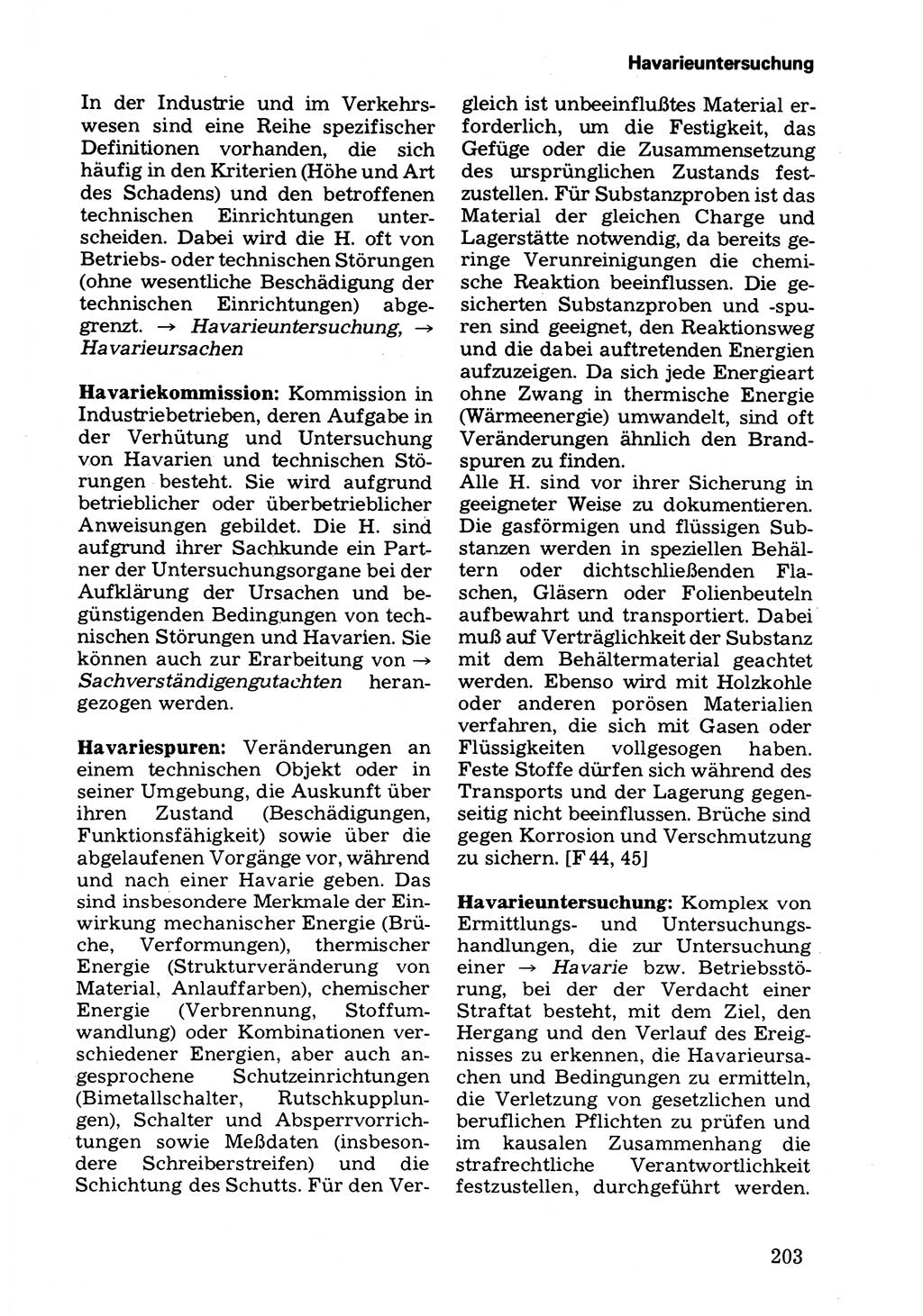 Wörterbuch der sozialistischen Kriminalistik [Deutsche Demokratische Republik (DDR)] 1981, Seite 203 (Wb. soz. Krim. DDR 1981, S. 203)