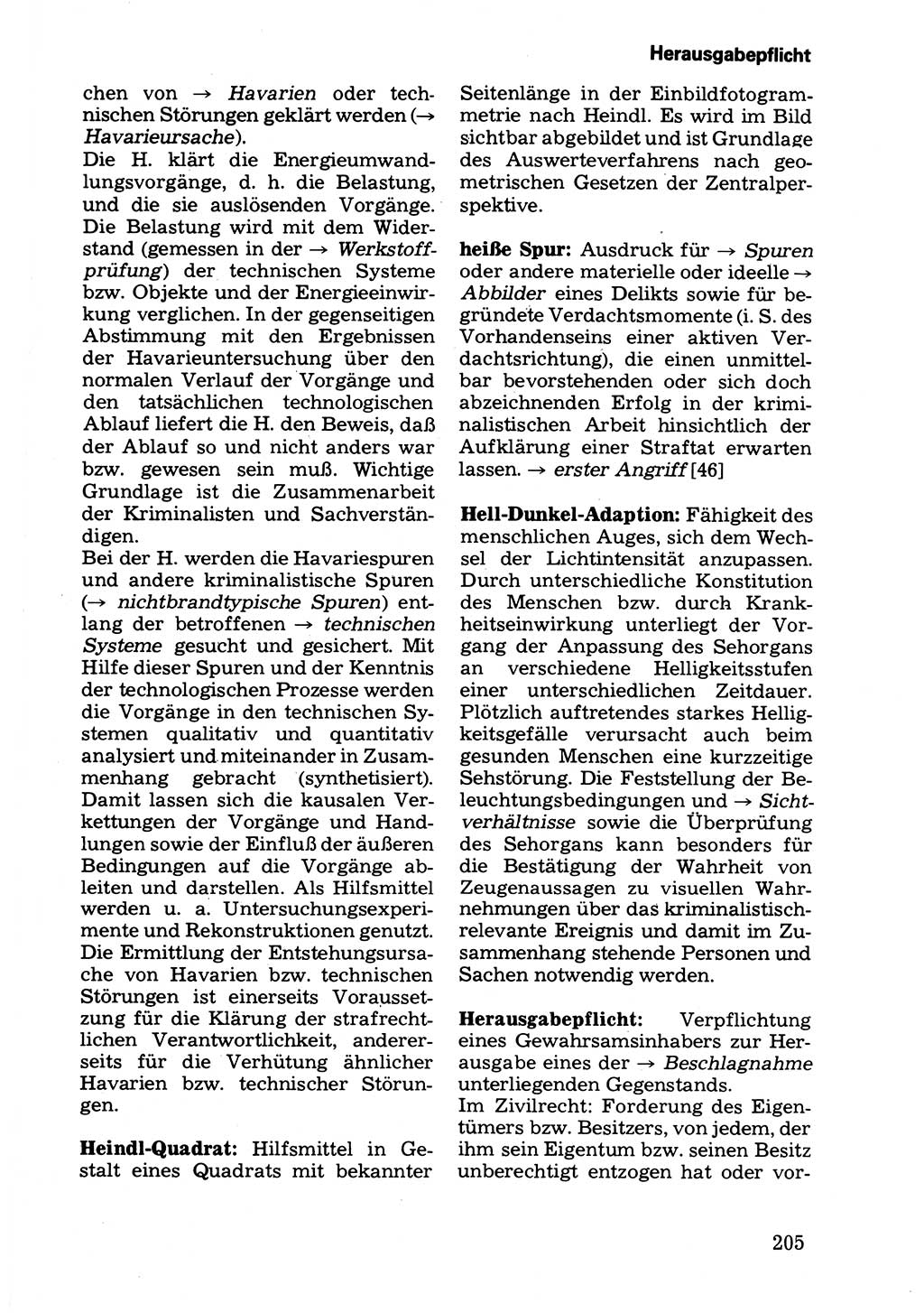 Wörterbuch der sozialistischen Kriminalistik [Deutsche Demokratische Republik (DDR)] 1981, Seite 205 (Wb. soz. Krim. DDR 1981, S. 205)