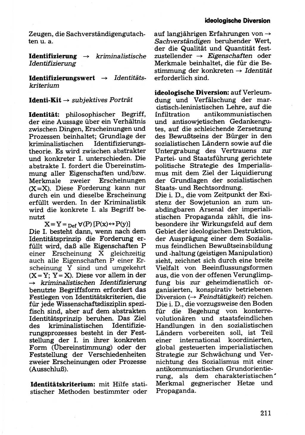 Wörterbuch der sozialistischen Kriminalistik [Deutsche Demokratische Republik (DDR)] 1981, Seite 211 (Wb. soz. Krim. DDR 1981, S. 211)