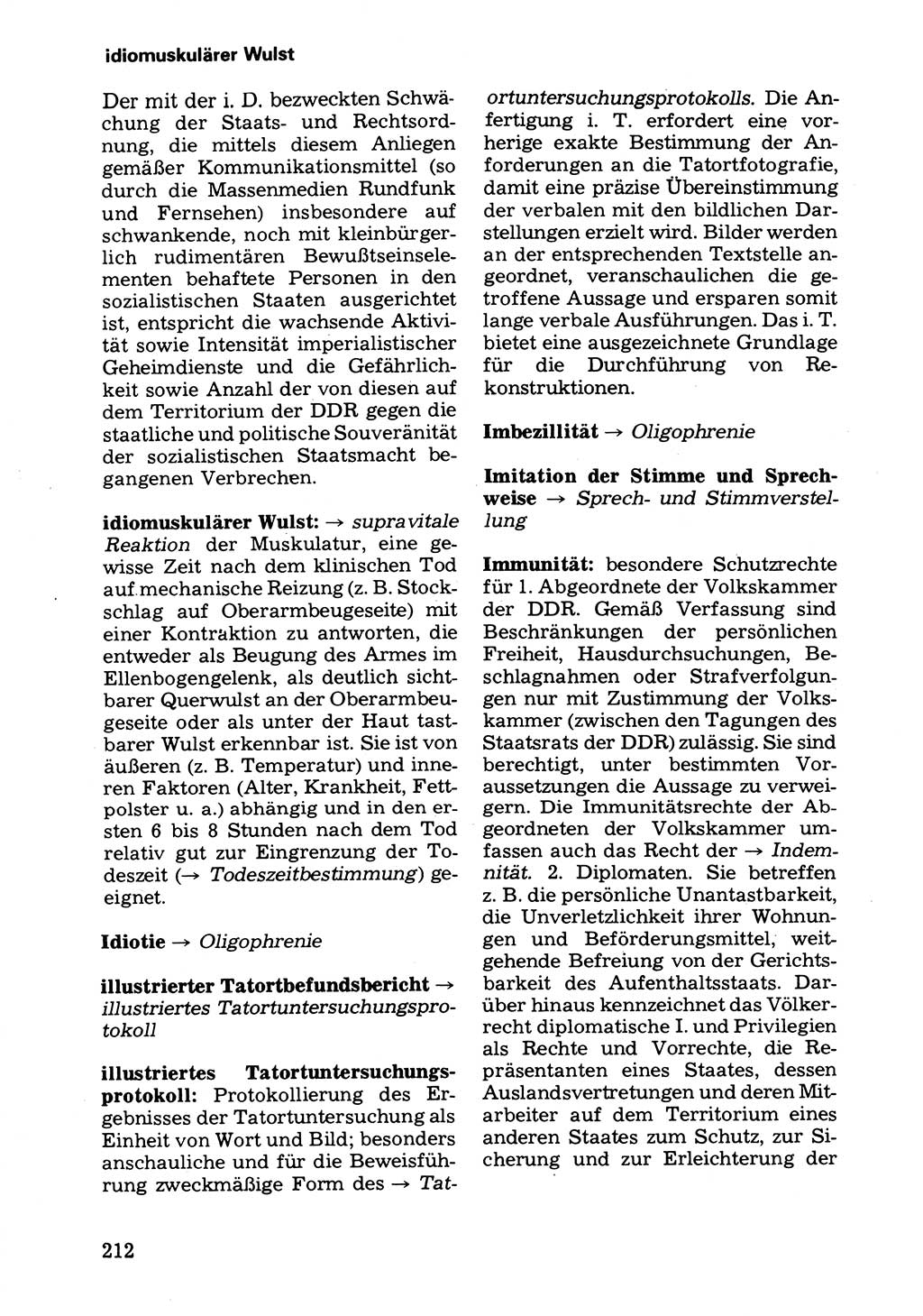 Wörterbuch der sozialistischen Kriminalistik [Deutsche Demokratische Republik (DDR)] 1981, Seite 212 (Wb. soz. Krim. DDR 1981, S. 212)