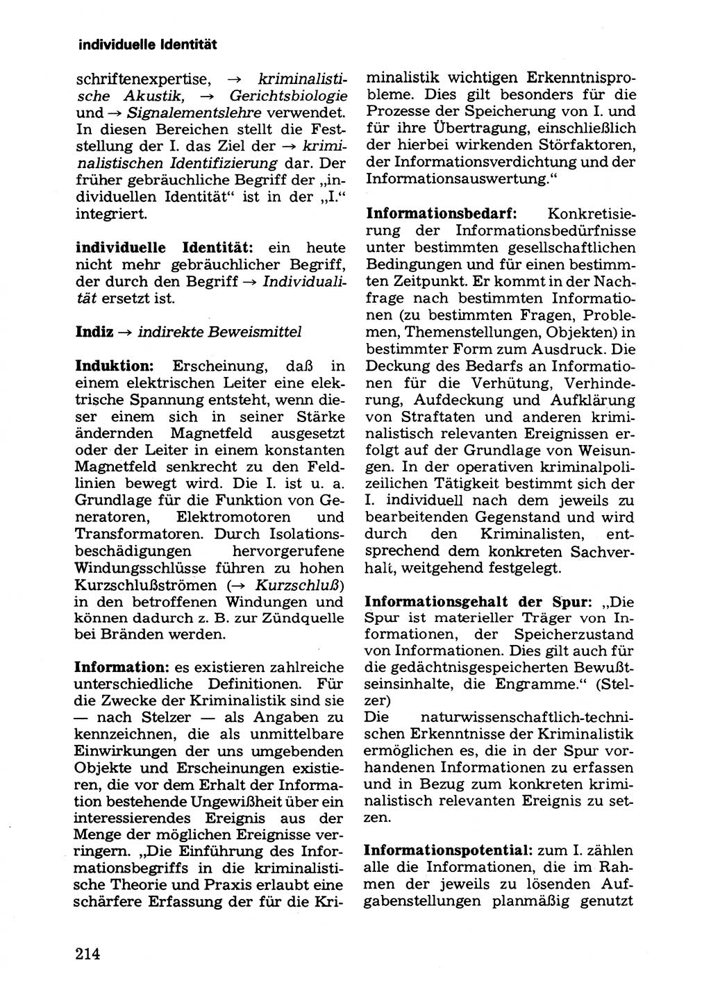 Wörterbuch der sozialistischen Kriminalistik [Deutsche Demokratische Republik (DDR)] 1981, Seite 214 (Wb. soz. Krim. DDR 1981, S. 214)