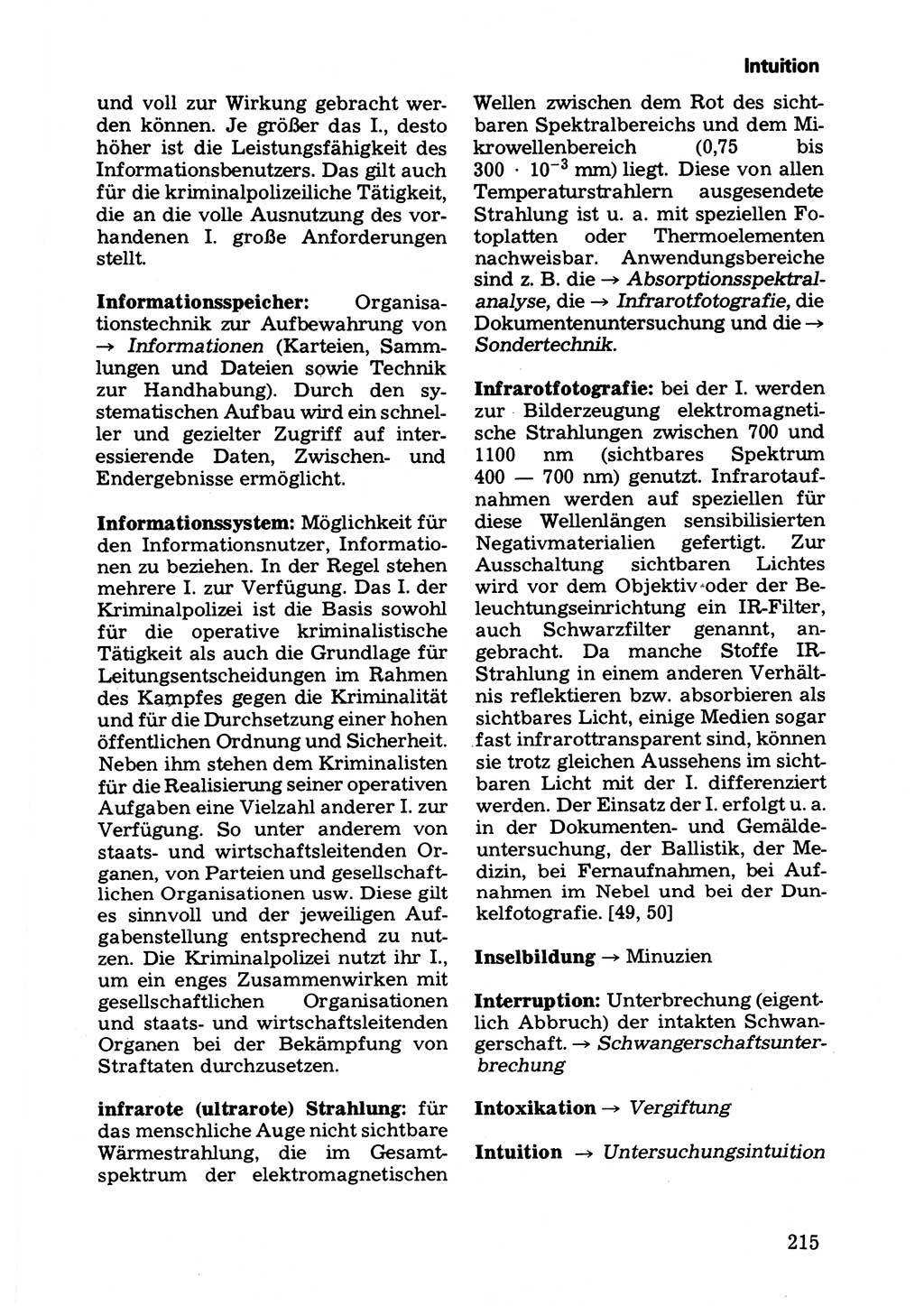 Wörterbuch der sozialistischen Kriminalistik [Deutsche Demokratische Republik (DDR)] 1981, Seite 215 (Wb. soz. Krim. DDR 1981, S. 215)
