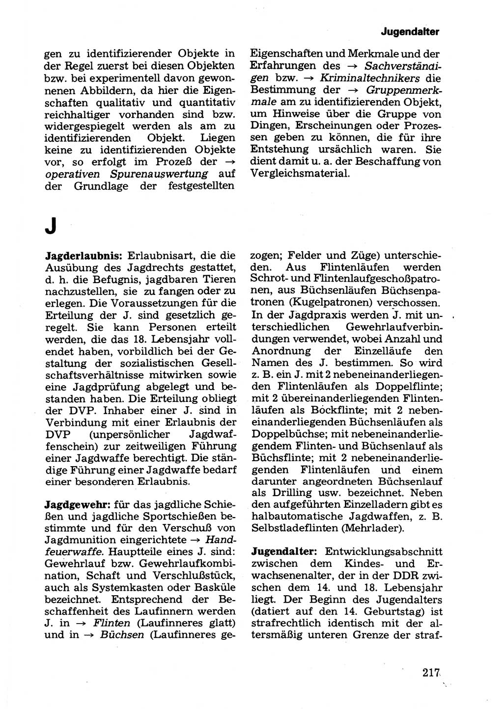 Wörterbuch der sozialistischen Kriminalistik [Deutsche Demokratische Republik (DDR)] 1981, Seite 217 (Wb. soz. Krim. DDR 1981, S. 217)