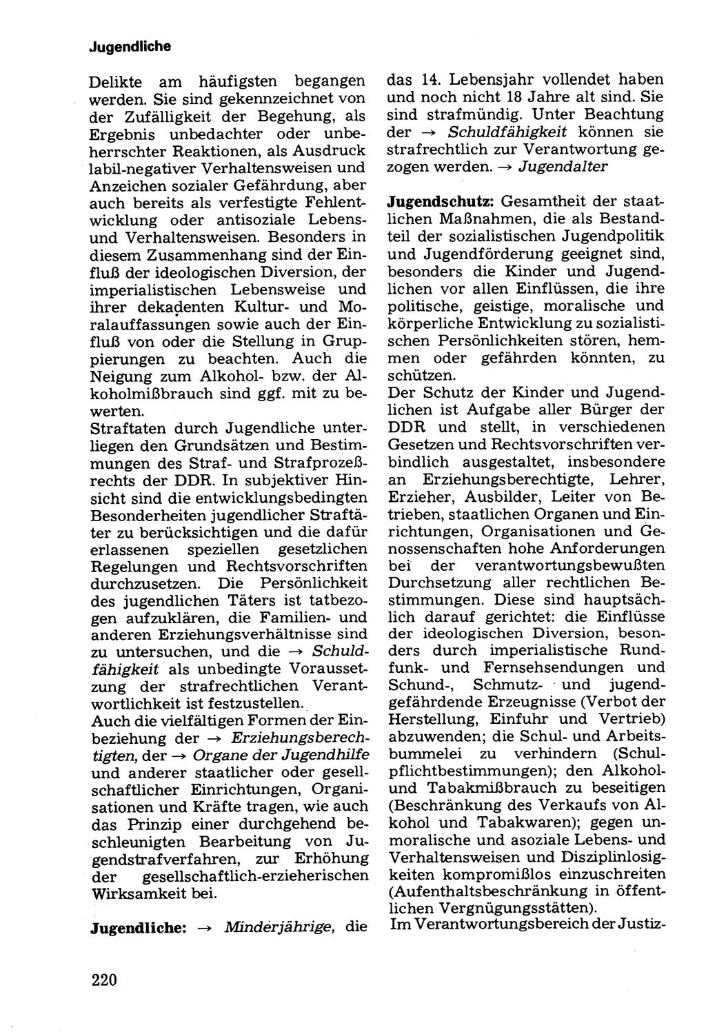 Wörterbuch der sozialistischen Kriminalistik [Deutsche Demokratische Republik (DDR)] 1981, Seite 220 (Wb. soz. Krim. DDR 1981, S. 220)
