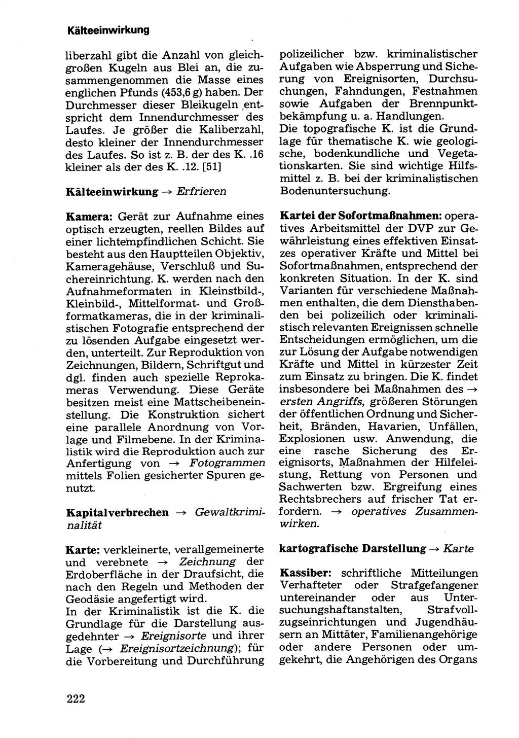 Wörterbuch der sozialistischen Kriminalistik [Deutsche Demokratische Republik (DDR)] 1981, Seite 222 (Wb. soz. Krim. DDR 1981, S. 222)
