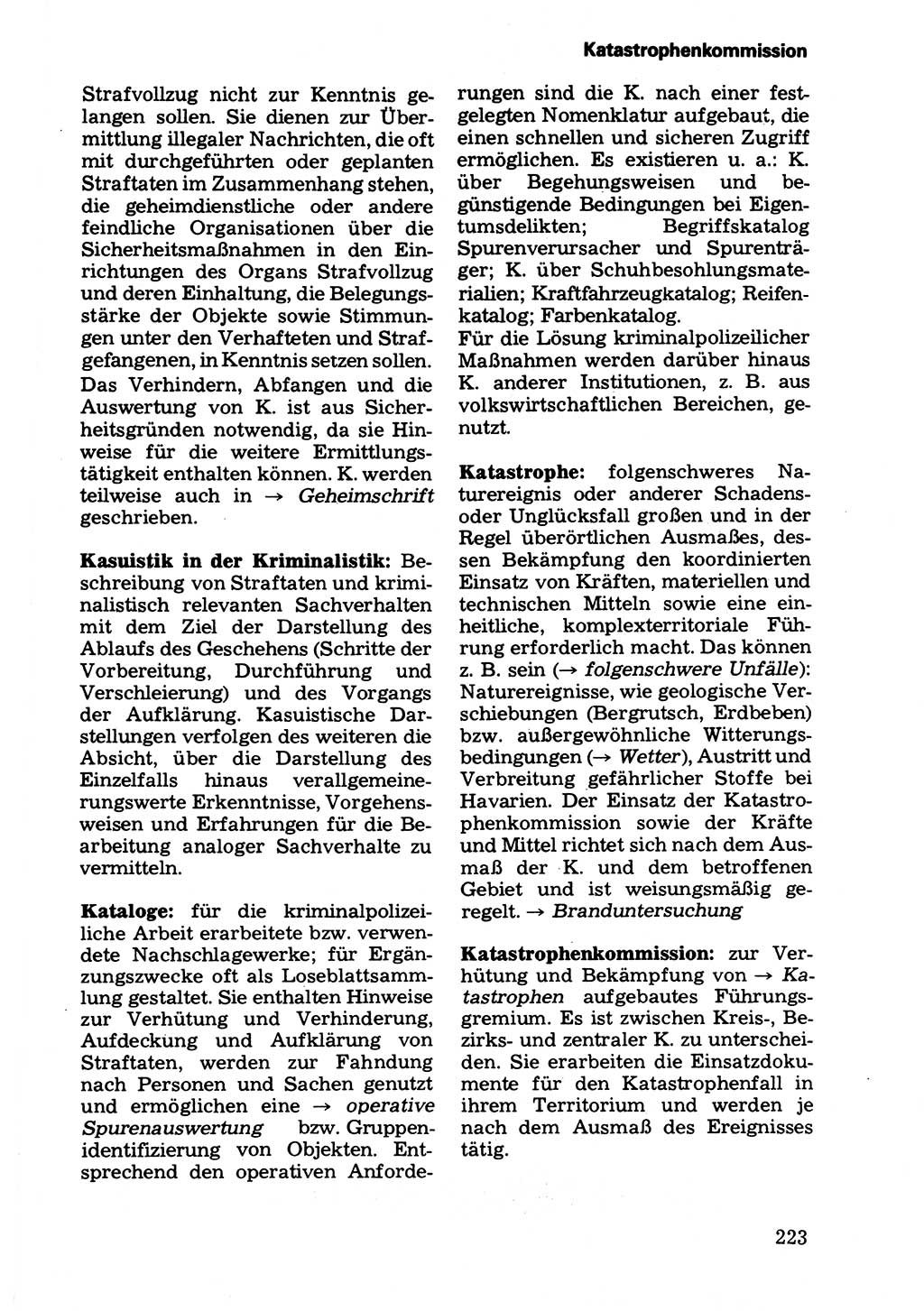 Wörterbuch der sozialistischen Kriminalistik [Deutsche Demokratische Republik (DDR)] 1981, Seite 223 (Wb. soz. Krim. DDR 1981, S. 223)