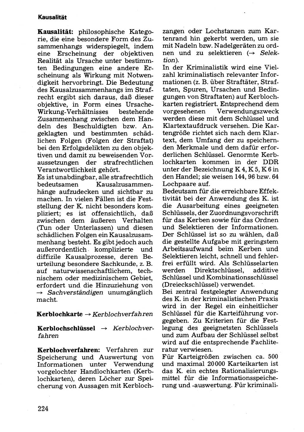 Wörterbuch der sozialistischen Kriminalistik [Deutsche Demokratische Republik (DDR)] 1981, Seite 224 (Wb. soz. Krim. DDR 1981, S. 224)