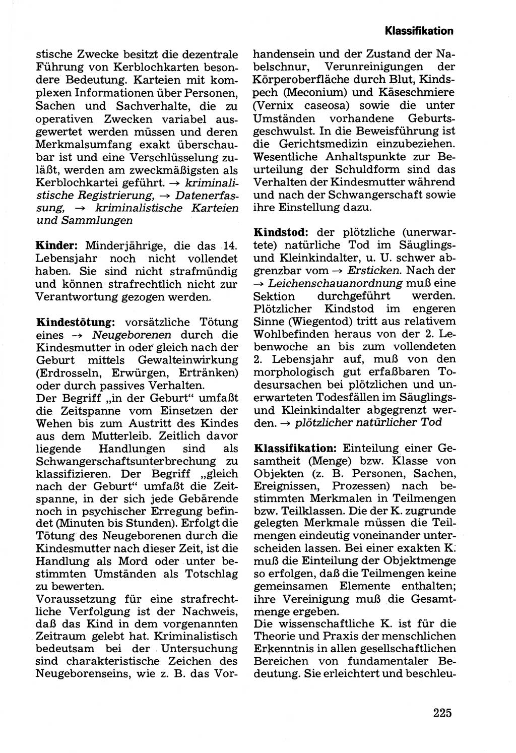 Wörterbuch der sozialistischen Kriminalistik [Deutsche Demokratische Republik (DDR)] 1981, Seite 225 (Wb. soz. Krim. DDR 1981, S. 225)