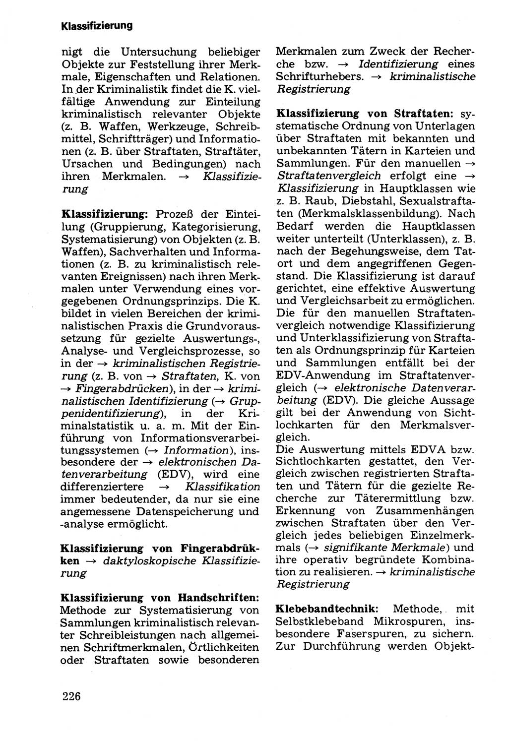 Wörterbuch der sozialistischen Kriminalistik [Deutsche Demokratische Republik (DDR)] 1981, Seite 226 (Wb. soz. Krim. DDR 1981, S. 226)