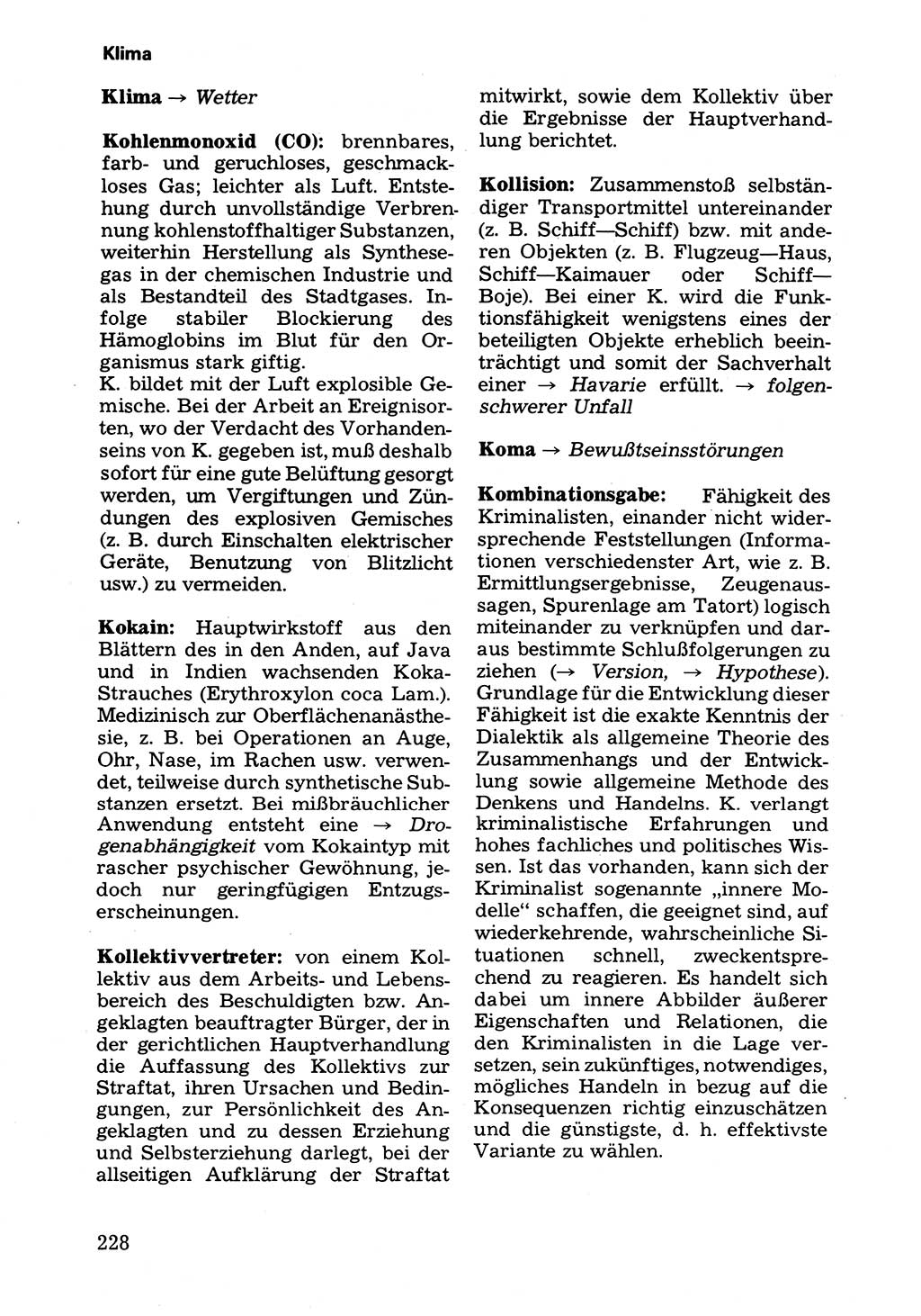 Wörterbuch der sozialistischen Kriminalistik [Deutsche Demokratische Republik (DDR)] 1981, Seite 228 (Wb. soz. Krim. DDR 1981, S. 228)
