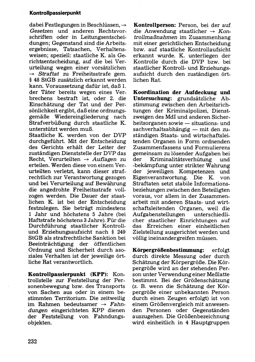 Wörterbuch der sozialistischen Kriminalistik [Deutsche Demokratische Republik (DDR)] 1981, Seite 232 (Wb. soz. Krim. DDR 1981, S. 232)