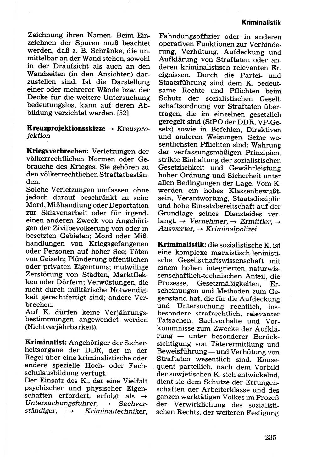 Wörterbuch der sozialistischen Kriminalistik [Deutsche Demokratische Republik (DDR)] 1981, Seite 235 (Wb. soz. Krim. DDR 1981, S. 235)
