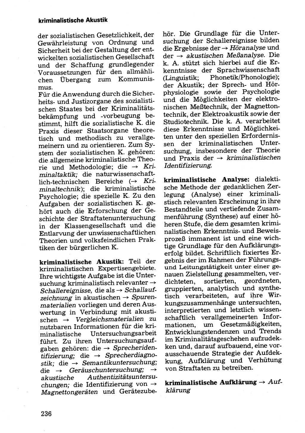 Wörterbuch der sozialistischen Kriminalistik [Deutsche Demokratische Republik (DDR)] 1981, Seite 236 (Wb. soz. Krim. DDR 1981, S. 236)