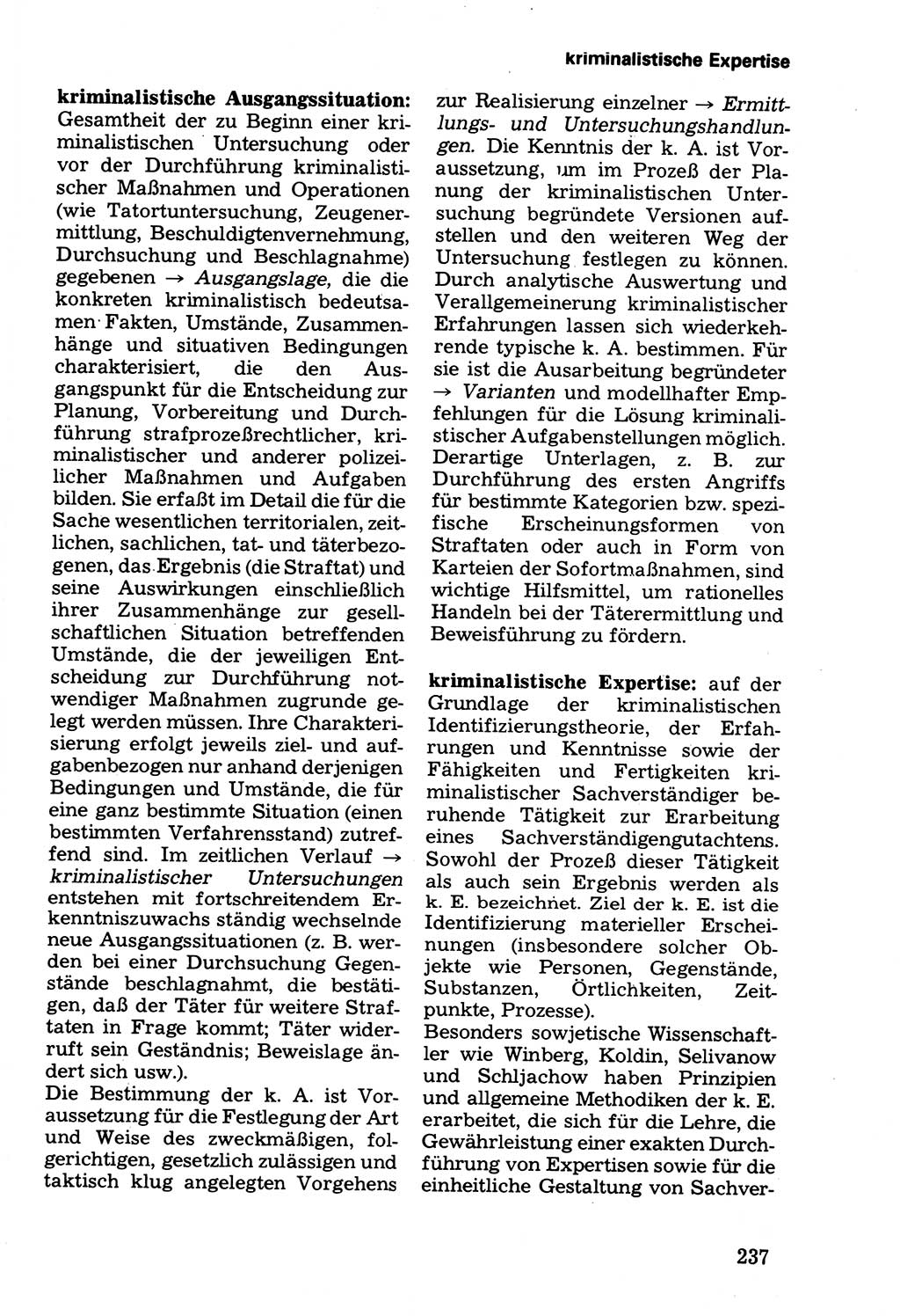 Wörterbuch der sozialistischen Kriminalistik [Deutsche Demokratische Republik (DDR)] 1981, Seite 237 (Wb. soz. Krim. DDR 1981, S. 237)