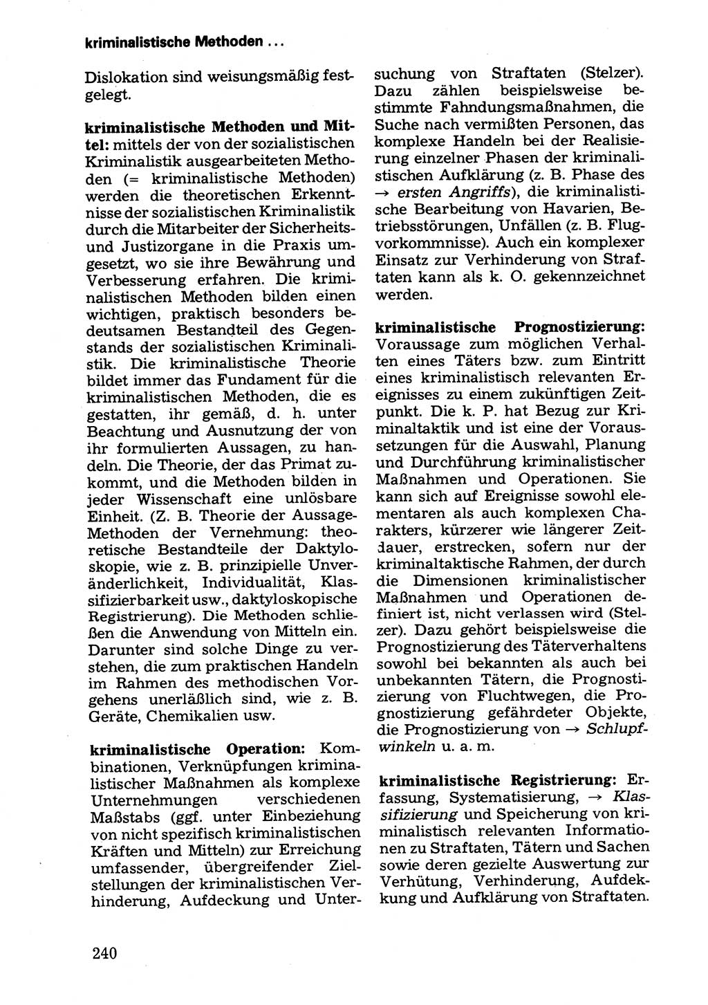 Wörterbuch der sozialistischen Kriminalistik [Deutsche Demokratische Republik (DDR)] 1981, Seite 240 (Wb. soz. Krim. DDR 1981, S. 240)