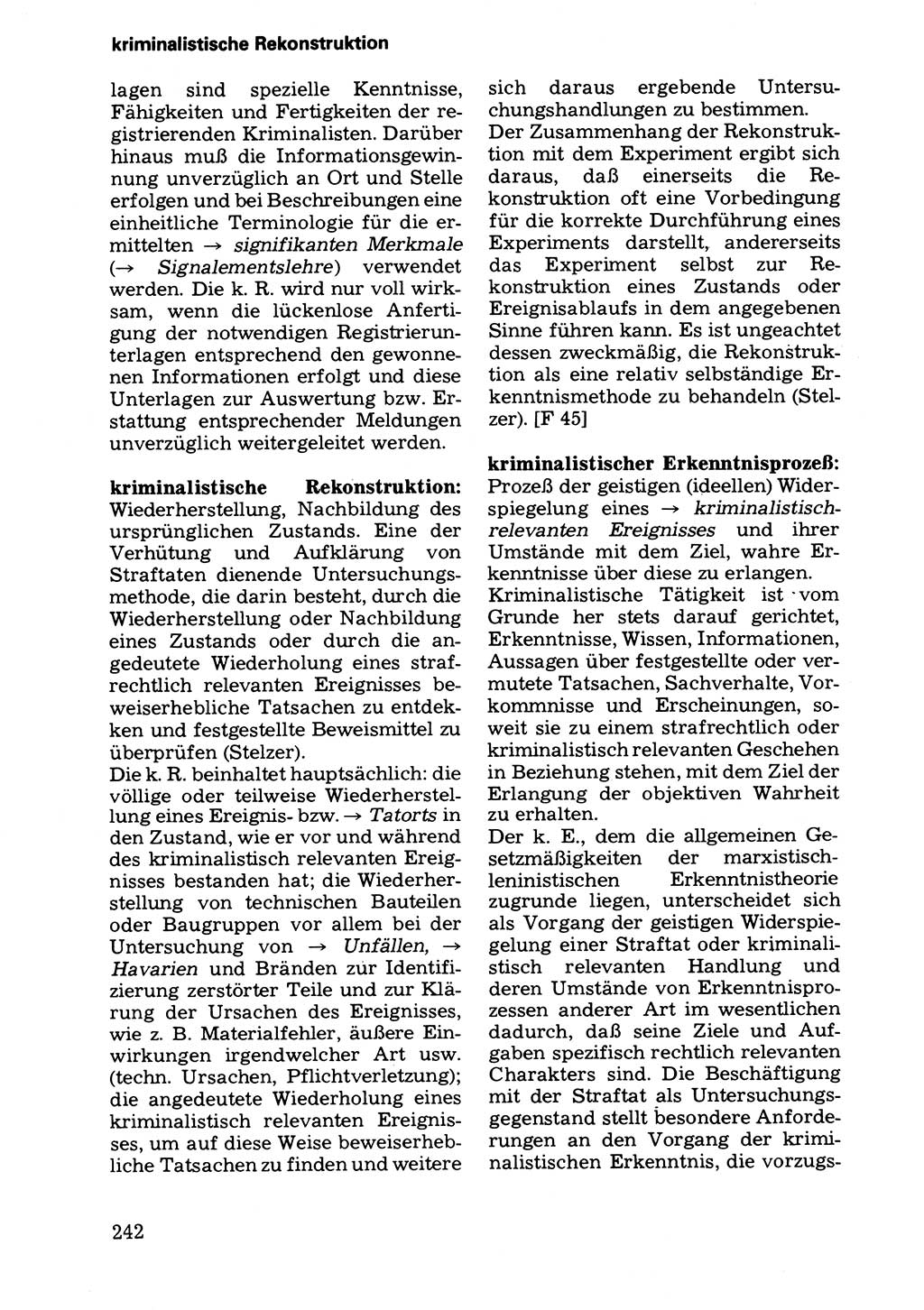 Wörterbuch der sozialistischen Kriminalistik [Deutsche Demokratische Republik (DDR)] 1981, Seite 242 (Wb. soz. Krim. DDR 1981, S. 242)
