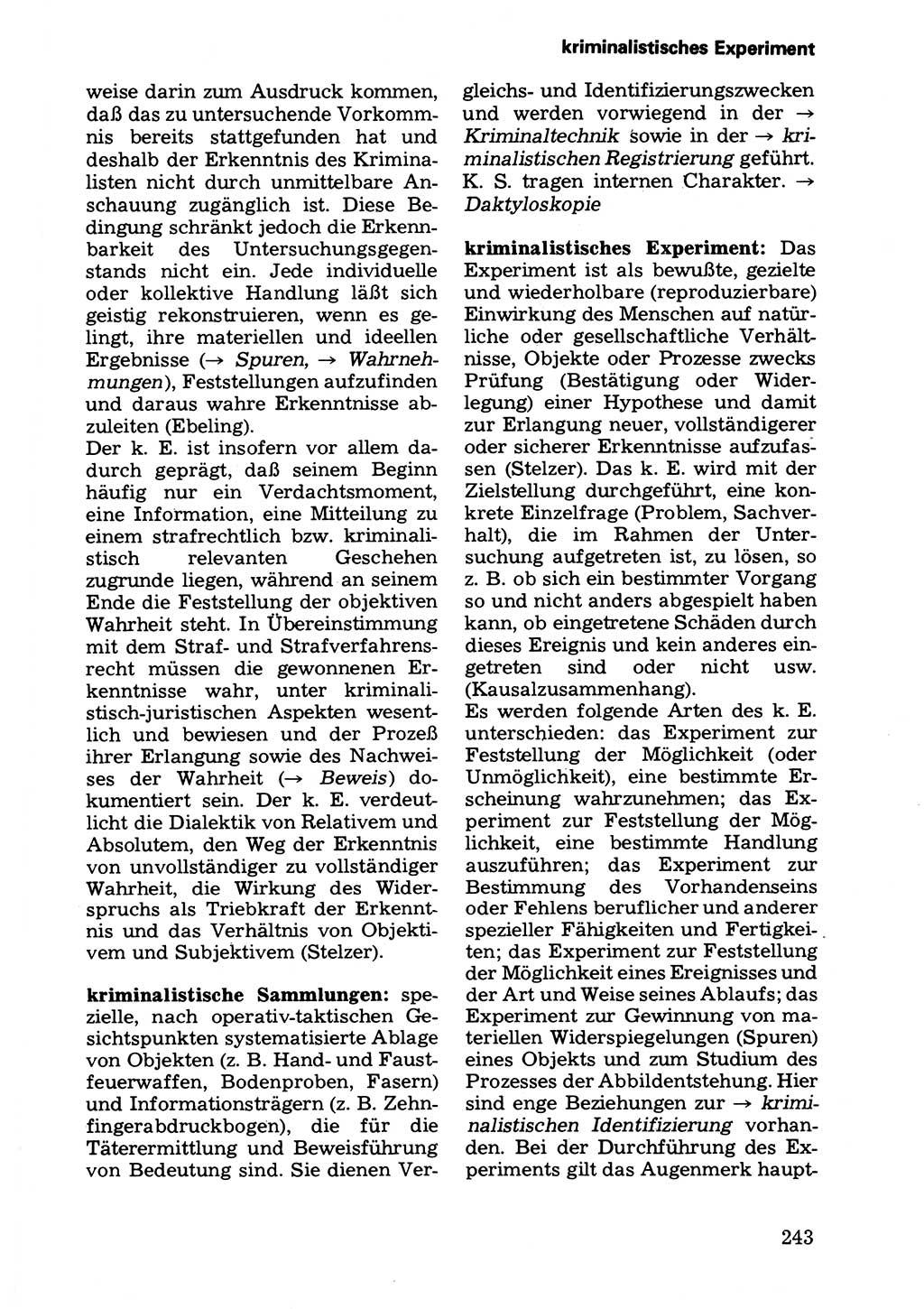 Wörterbuch der sozialistischen Kriminalistik [Deutsche Demokratische Republik (DDR)] 1981, Seite 243 (Wb. soz. Krim. DDR 1981, S. 243)