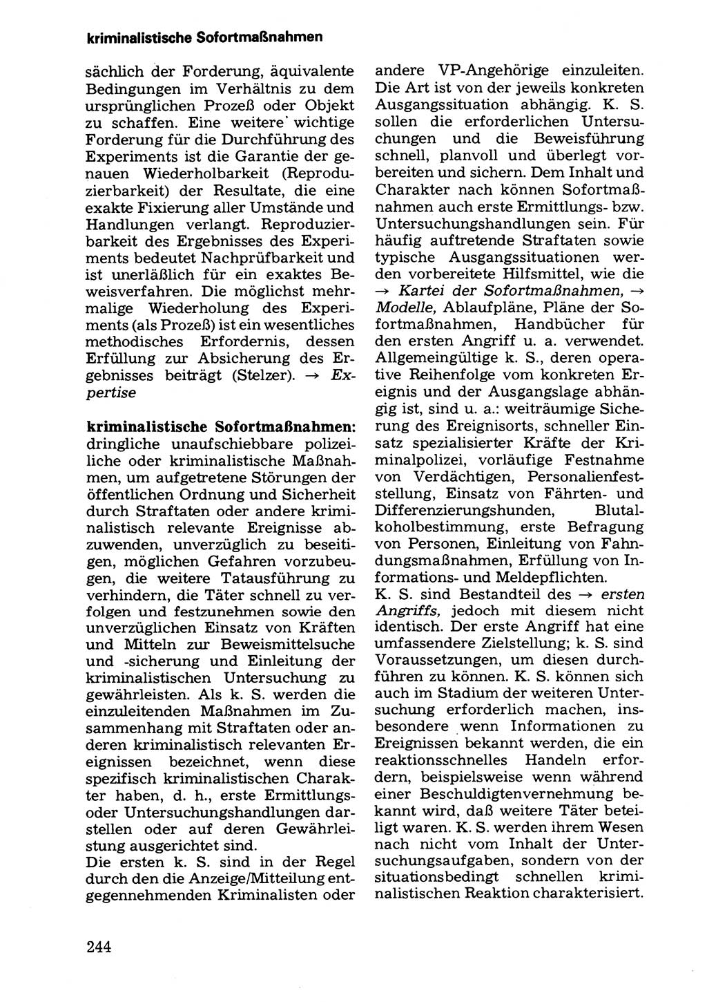 Wörterbuch der sozialistischen Kriminalistik [Deutsche Demokratische Republik (DDR)] 1981, Seite 244 (Wb. soz. Krim. DDR 1981, S. 244)