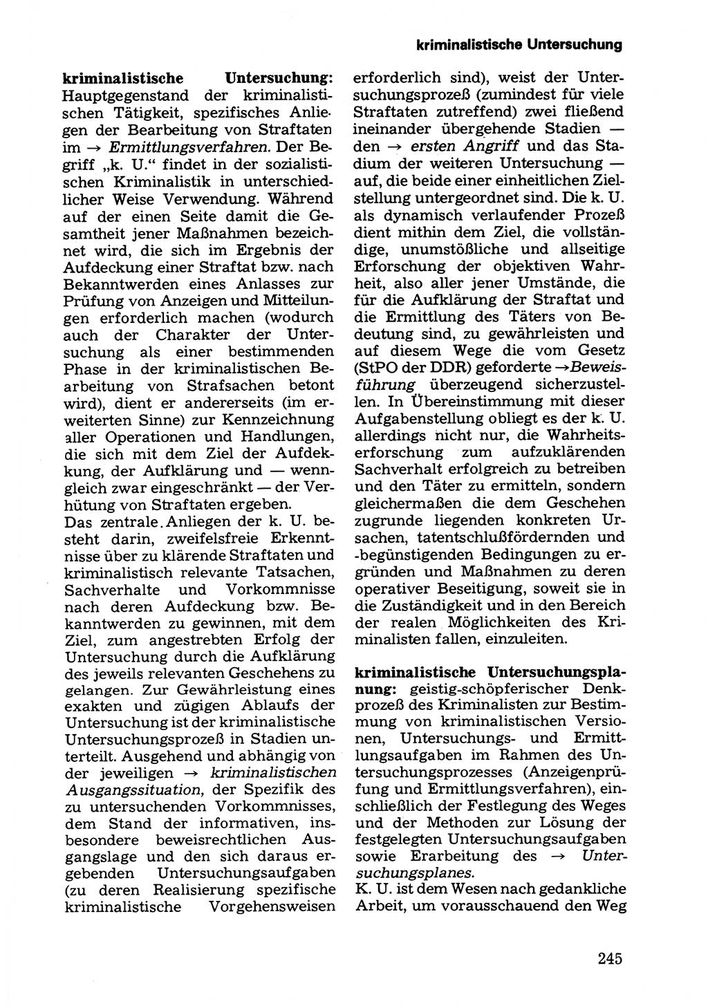 Wörterbuch der sozialistischen Kriminalistik [Deutsche Demokratische Republik (DDR)] 1981, Seite 245 (Wb. soz. Krim. DDR 1981, S. 245)