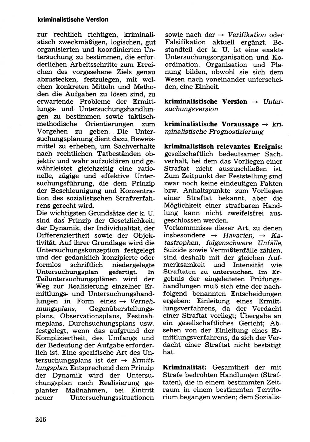 Wörterbuch der sozialistischen Kriminalistik [Deutsche Demokratische Republik (DDR)] 1981, Seite 246 (Wb. soz. Krim. DDR 1981, S. 246)