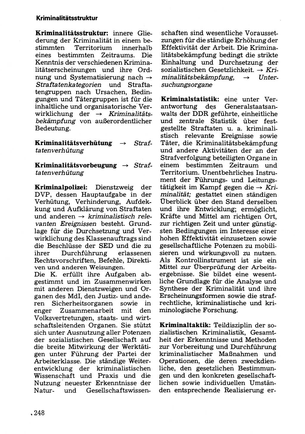 Wörterbuch der sozialistischen Kriminalistik [Deutsche Demokratische Republik (DDR)] 1981, Seite 248 (Wb. soz. Krim. DDR 1981, S. 248)