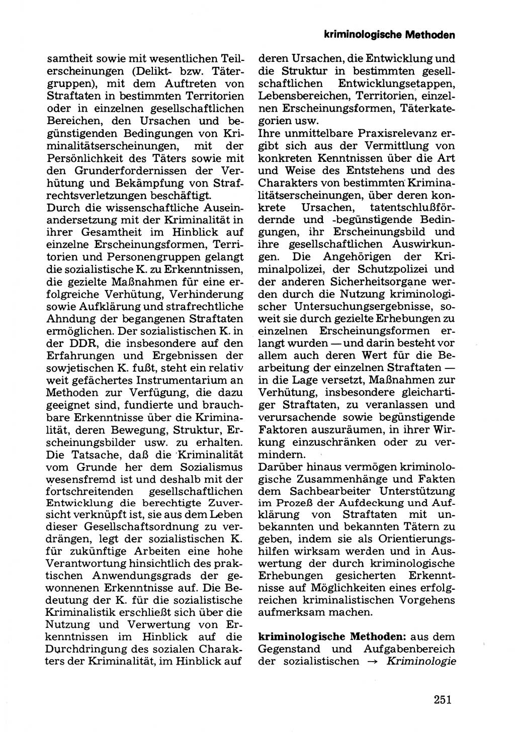 Wörterbuch der sozialistischen Kriminalistik [Deutsche Demokratische Republik (DDR)] 1981, Seite 251 (Wb. soz. Krim. DDR 1981, S. 251)