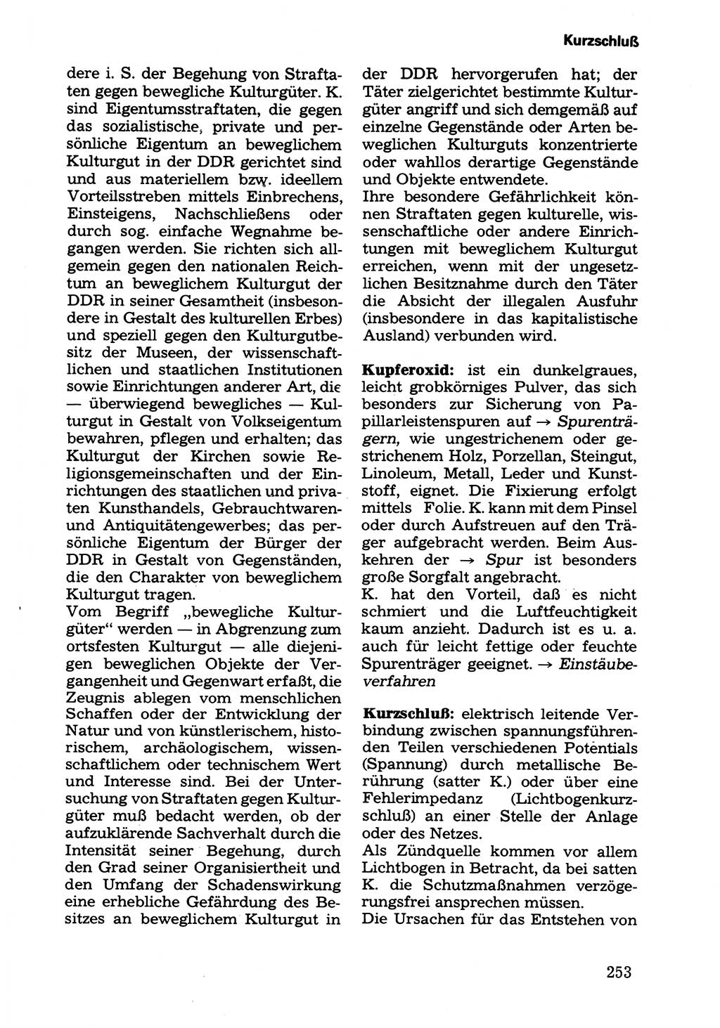 Wörterbuch der sozialistischen Kriminalistik [Deutsche Demokratische Republik (DDR)] 1981, Seite 253 (Wb. soz. Krim. DDR 1981, S. 253)