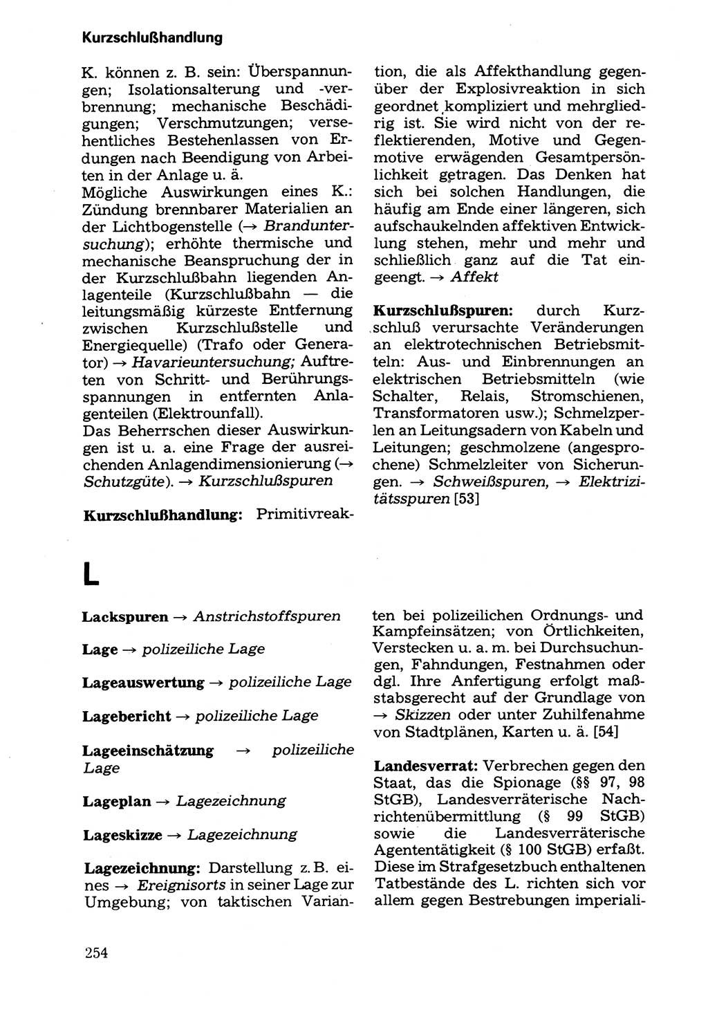 Wörterbuch der sozialistischen Kriminalistik [Deutsche Demokratische Republik (DDR)] 1981, Seite 254 (Wb. soz. Krim. DDR 1981, S. 254)