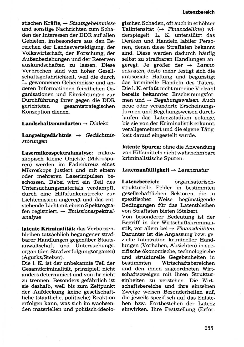 Wörterbuch der sozialistischen Kriminalistik [Deutsche Demokratische Republik (DDR)] 1981, Seite 255 (Wb. soz. Krim. DDR 1981, S. 255)