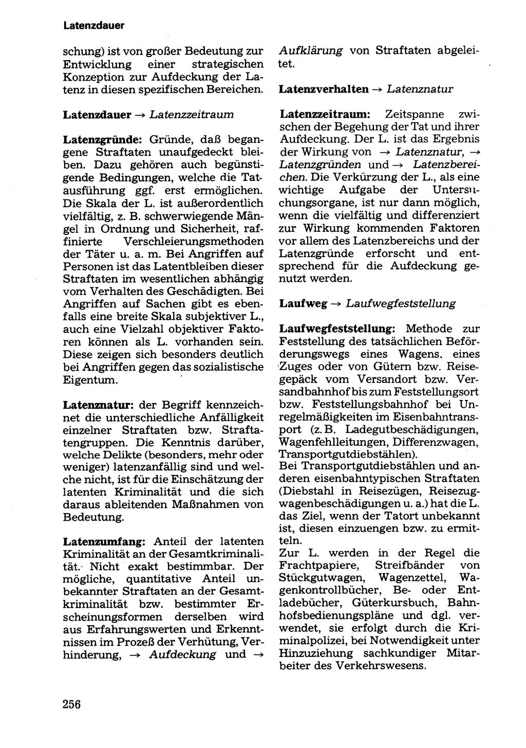 Wörterbuch der sozialistischen Kriminalistik [Deutsche Demokratische Republik (DDR)] 1981, Seite 256 (Wb. soz. Krim. DDR 1981, S. 256)