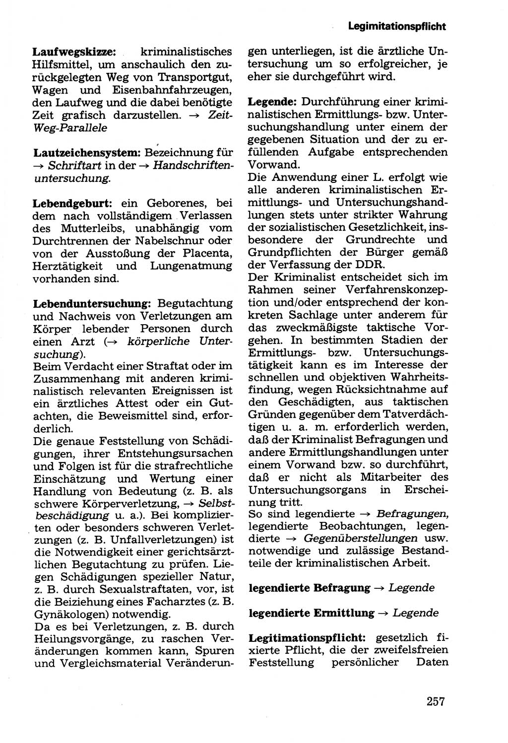 Wörterbuch der sozialistischen Kriminalistik [Deutsche Demokratische Republik (DDR)] 1981, Seite 257 (Wb. soz. Krim. DDR 1981, S. 257)