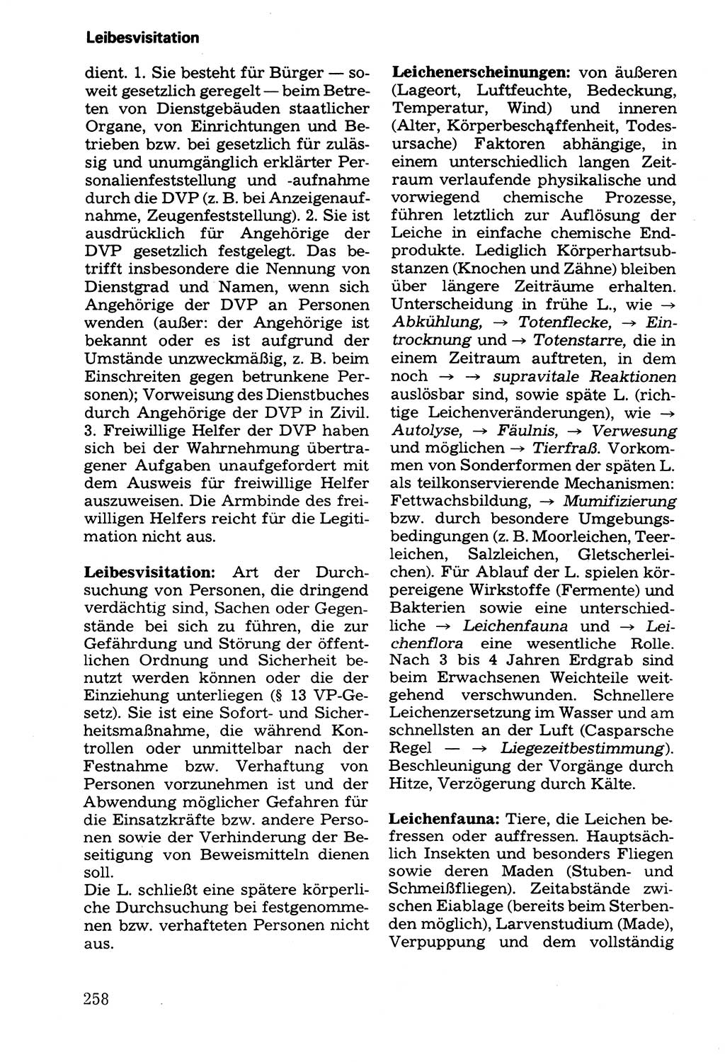 Wörterbuch der sozialistischen Kriminalistik [Deutsche Demokratische Republik (DDR)] 1981, Seite 258 (Wb. soz. Krim. DDR 1981, S. 258)