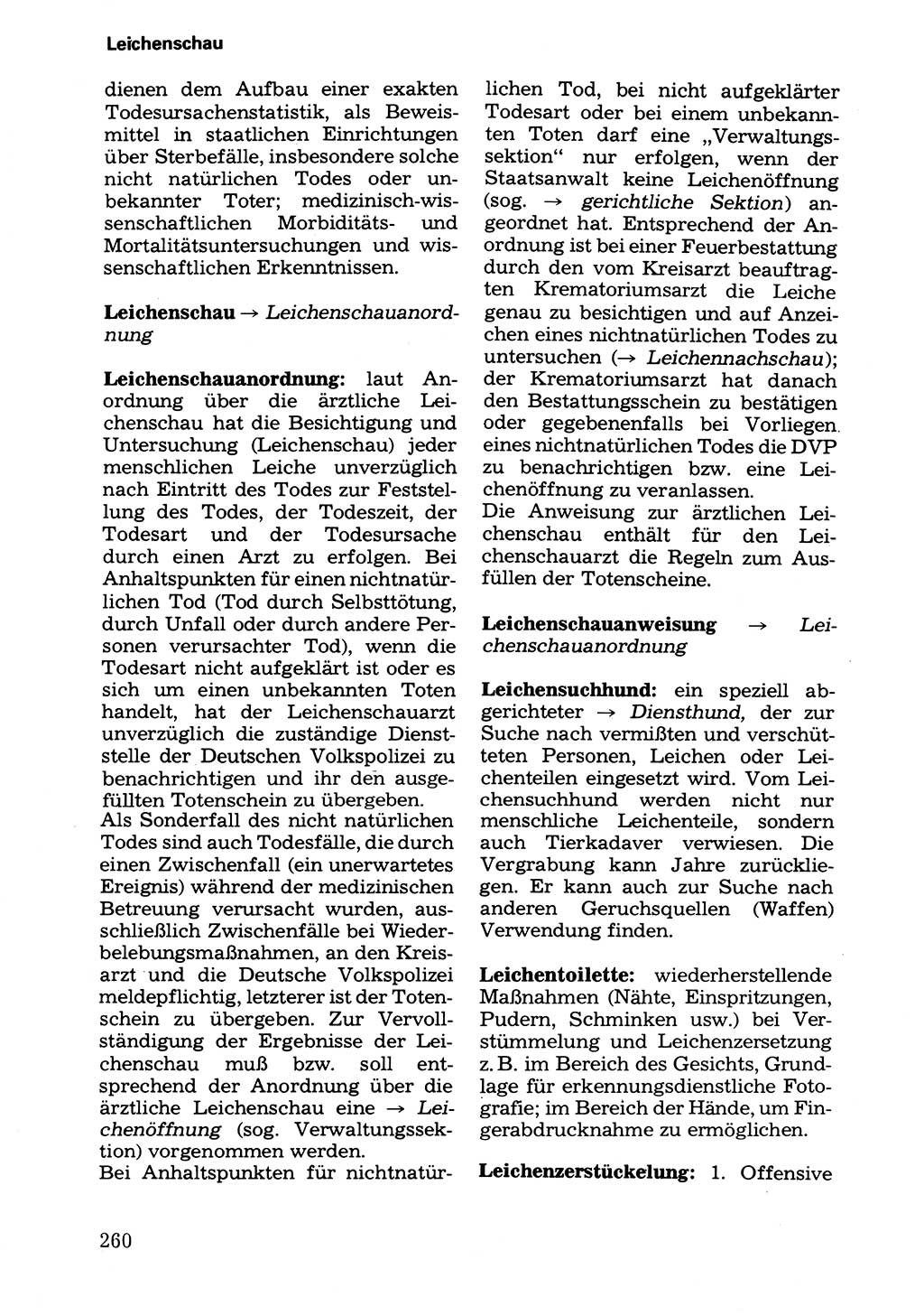 Wörterbuch der sozialistischen Kriminalistik [Deutsche Demokratische Republik (DDR)] 1981, Seite 260 (Wb. soz. Krim. DDR 1981, S. 260)