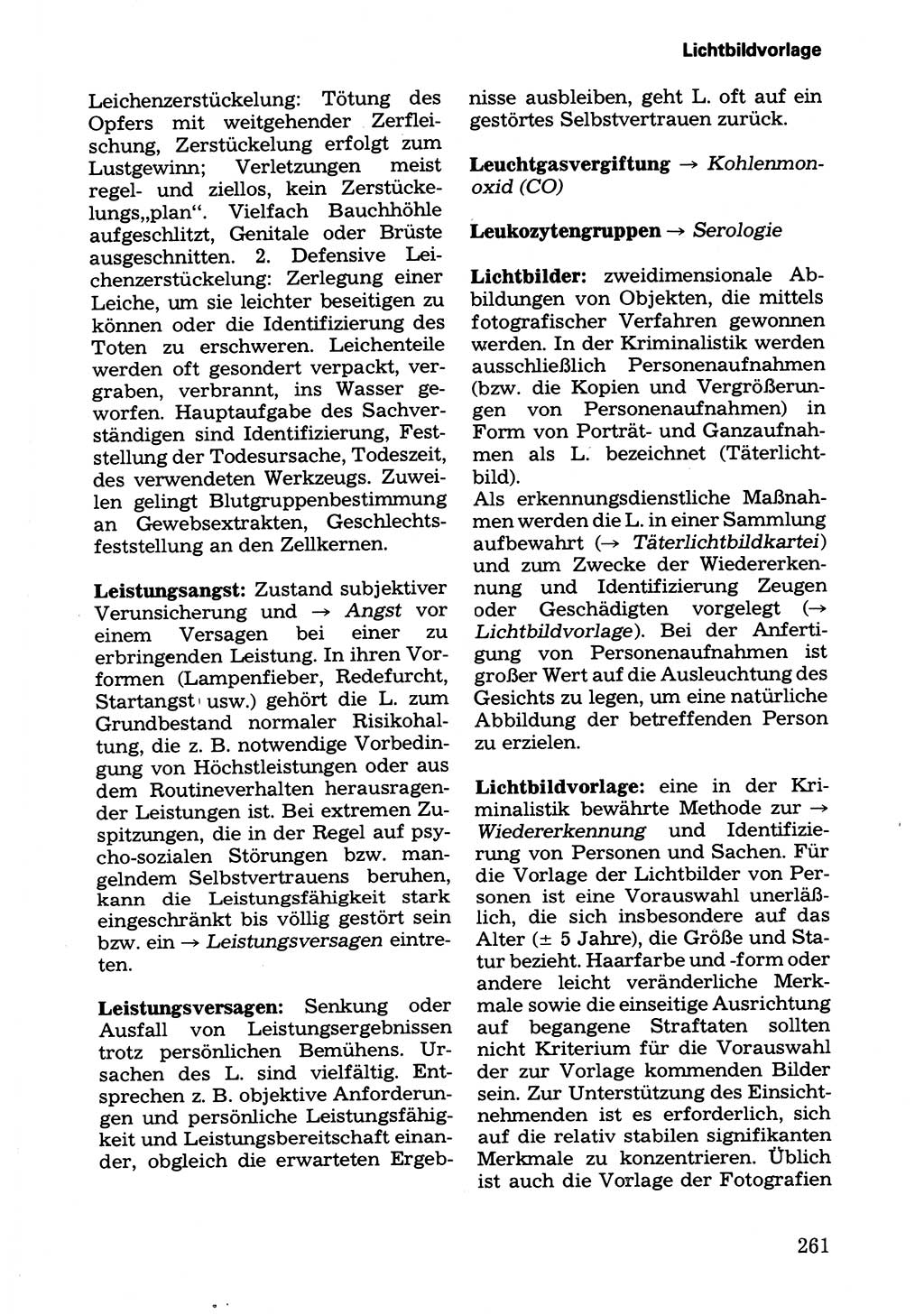 Wörterbuch der sozialistischen Kriminalistik [Deutsche Demokratische Republik (DDR)] 1981, Seite 261 (Wb. soz. Krim. DDR 1981, S. 261)