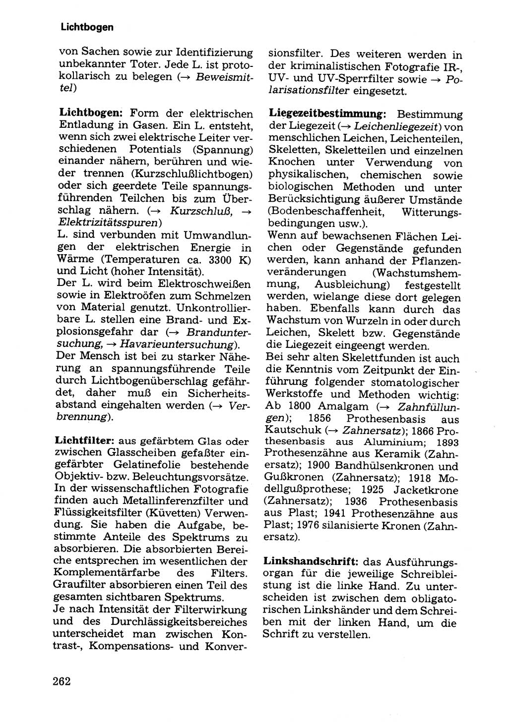 Wörterbuch der sozialistischen Kriminalistik [Deutsche Demokratische Republik (DDR)] 1981, Seite 262 (Wb. soz. Krim. DDR 1981, S. 262)