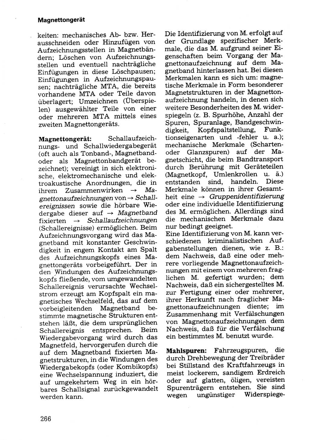 Wörterbuch der sozialistischen Kriminalistik [Deutsche Demokratische Republik (DDR)] 1981, Seite 266 (Wb. soz. Krim. DDR 1981, S. 266)