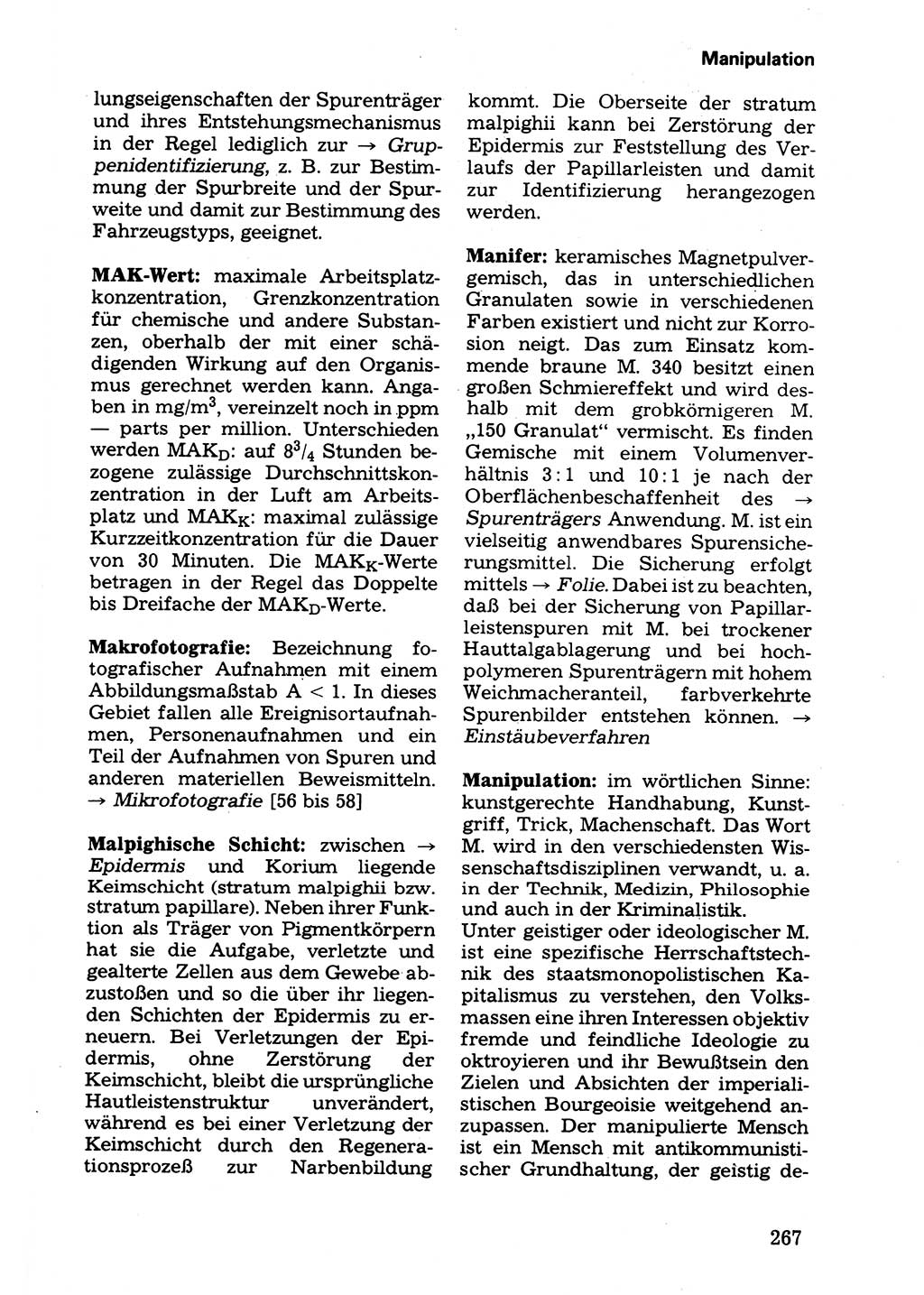 Wörterbuch der sozialistischen Kriminalistik [Deutsche Demokratische Republik (DDR)] 1981, Seite 267 (Wb. soz. Krim. DDR 1981, S. 267)