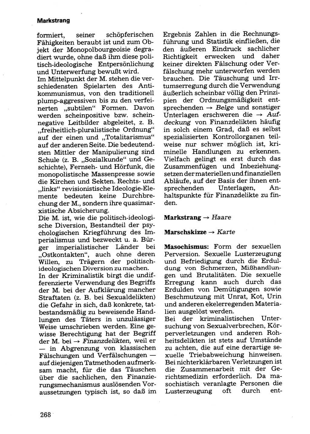 Wörterbuch der sozialistischen Kriminalistik [Deutsche Demokratische Republik (DDR)] 1981, Seite 268 (Wb. soz. Krim. DDR 1981, S. 268)