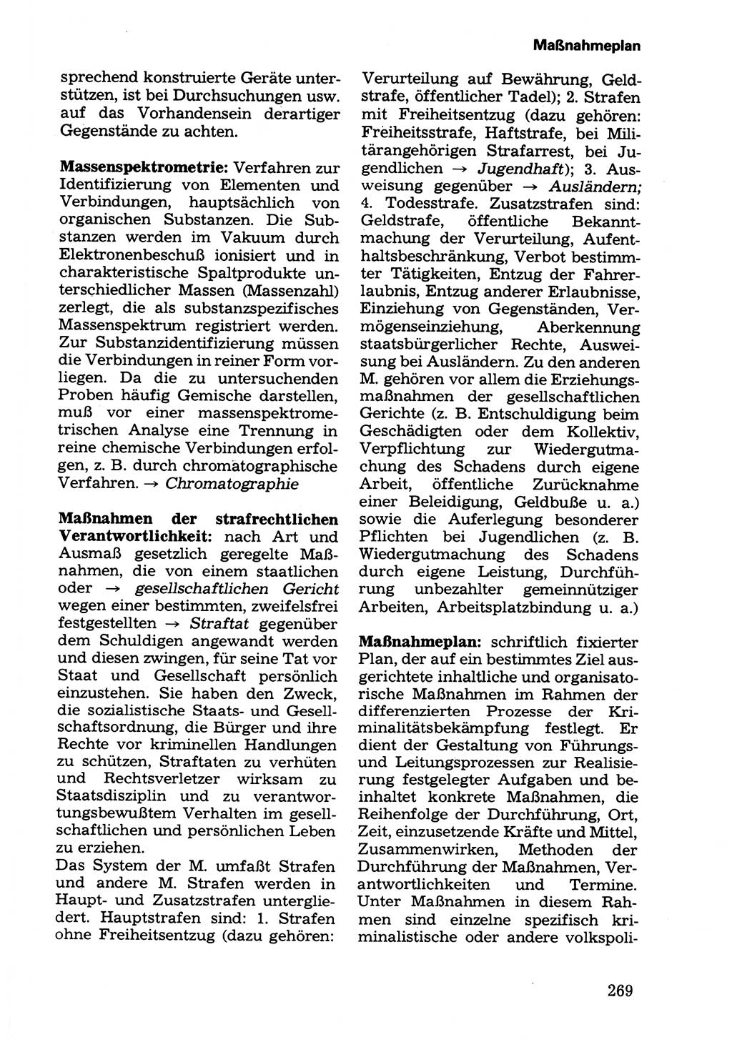 Wörterbuch der sozialistischen Kriminalistik [Deutsche Demokratische Republik (DDR)] 1981, Seite 269 (Wb. soz. Krim. DDR 1981, S. 269)