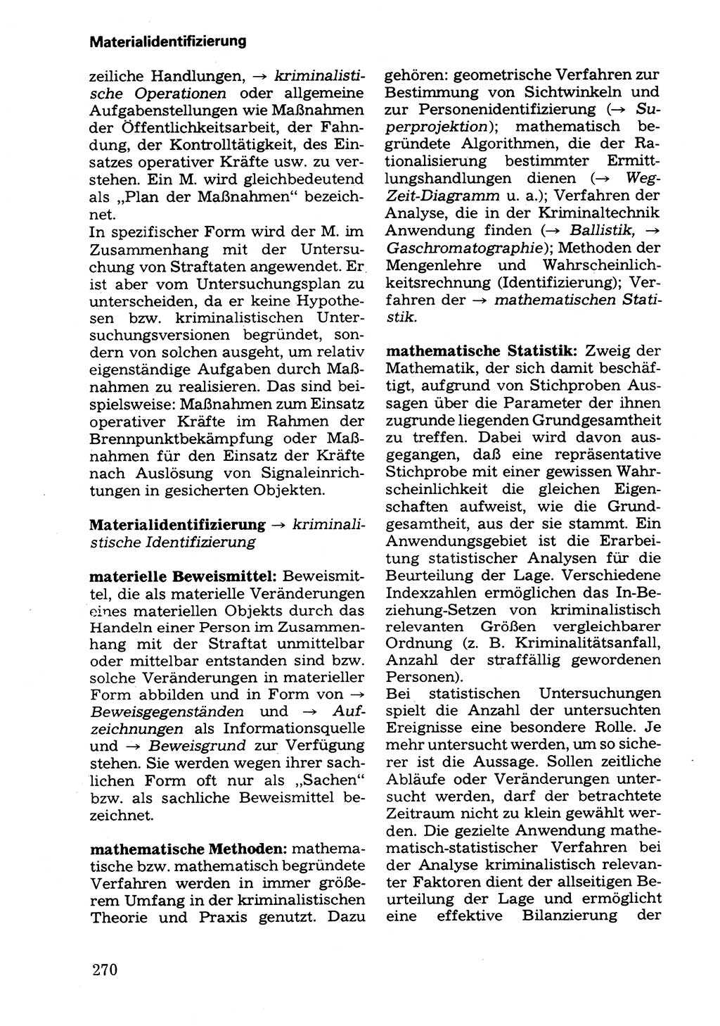 Wörterbuch der sozialistischen Kriminalistik [Deutsche Demokratische Republik (DDR)] 1981, Seite 270 (Wb. soz. Krim. DDR 1981, S. 270)